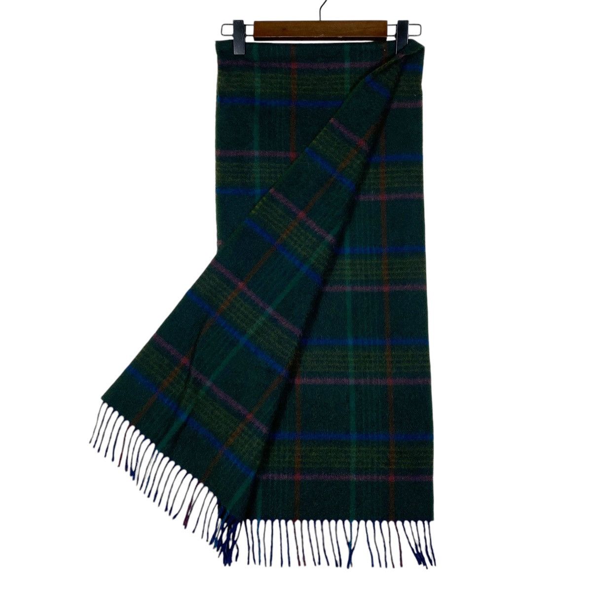 Johnstons Of Elgin Vintage Johnston Of Elgin Green Checked Scarf Muffler Size ONE SIZE - 8 Thumbnail