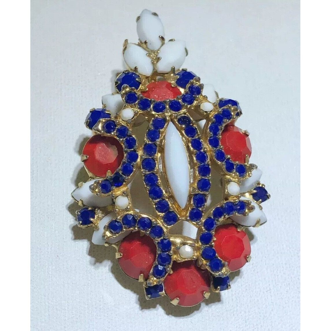 Kenneth Jay Lane KJL Kenneth Jay Lane Vintage Red White Blue Rhinestone Penda Size ONE SIZE - 1 Thumbnail