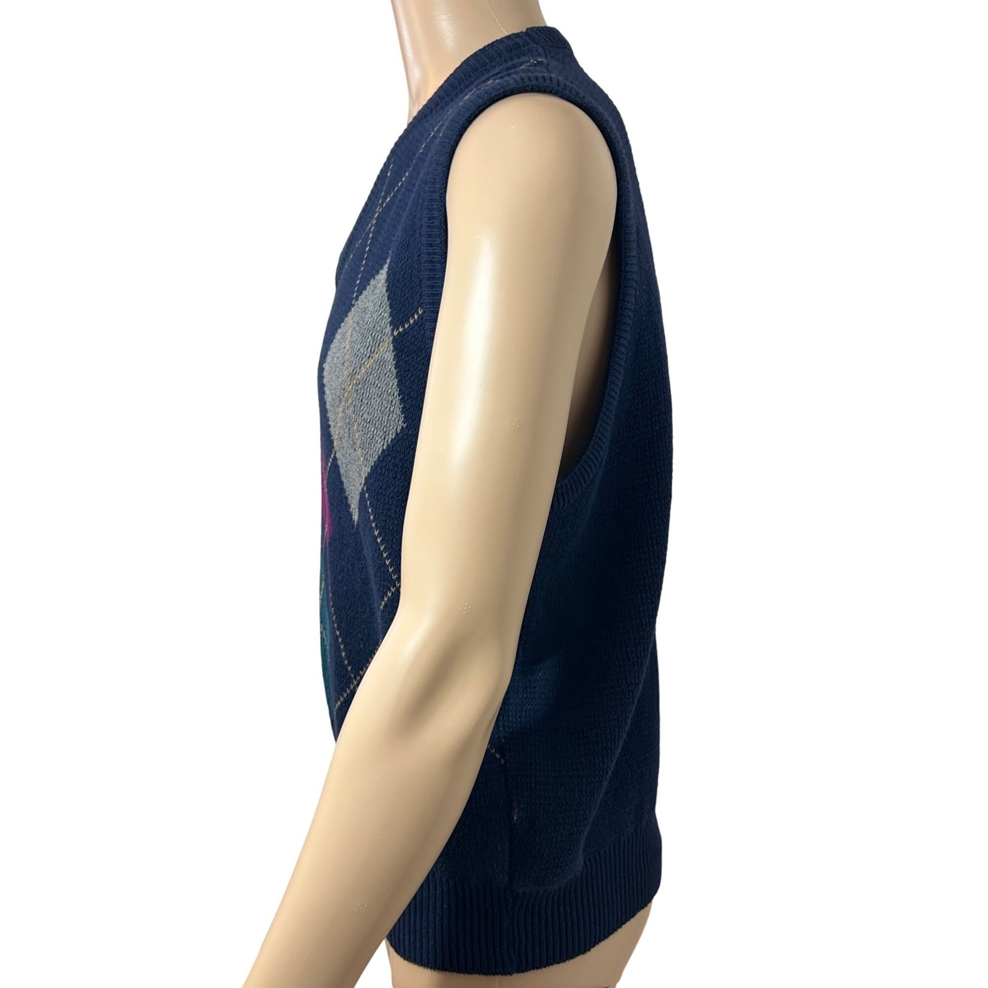 Other Isle Of Cotton Men’s Vintage Vest L Navy Multi Diamond Patte Size US L / EU 52-54 / 3 - 8 Thumbnail