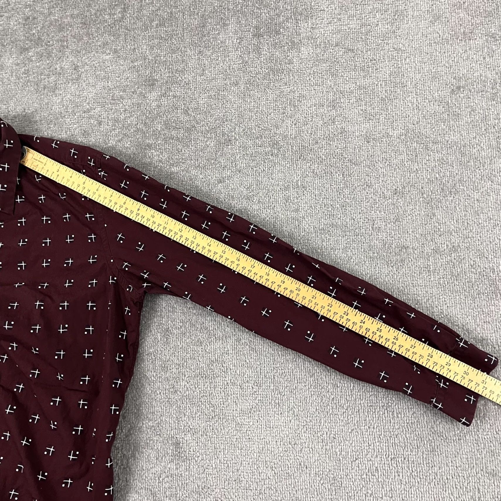 Theory Theory Shirt Mens XL Lev Cross Box Maroon Red Button-Up Long Sleeve Casual Dress Size US XL / EU 56 / 4 - 6 Thumbnail