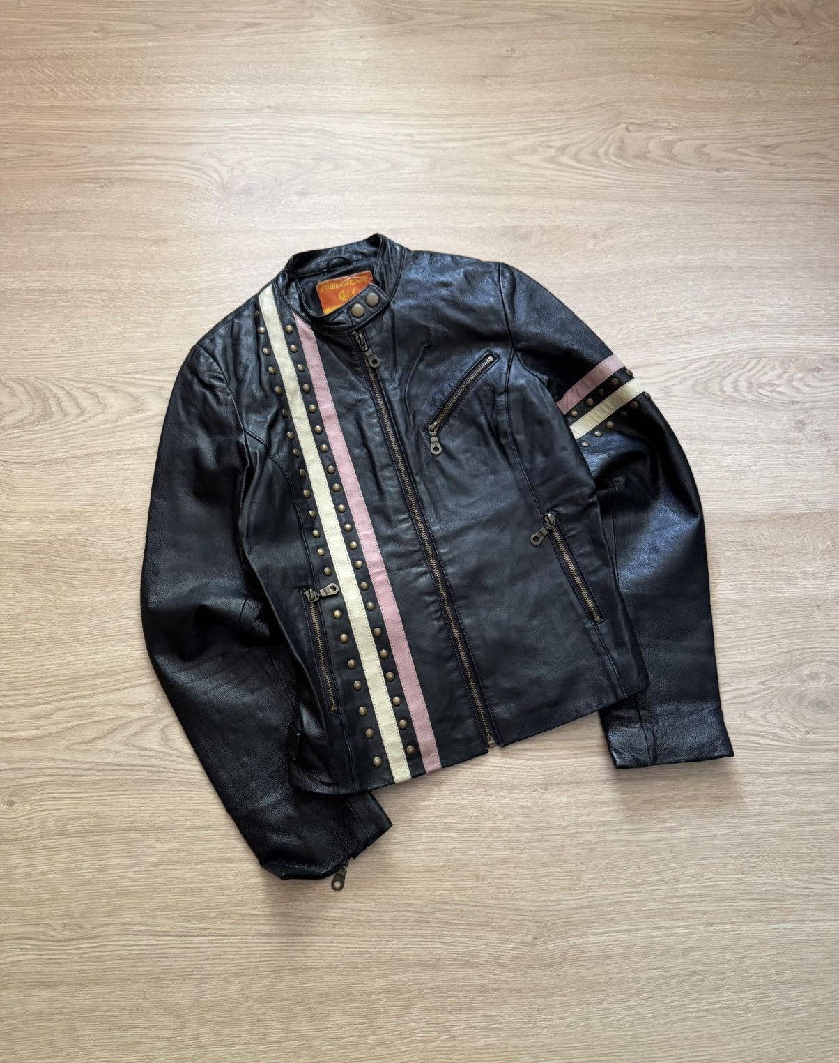 Genuine Leather Vintage 00s y2k Fishbone Women’s Genuine Leather Moto Jacket Size XS / US 0-2 / IT 36-38 - 1 Thumbnail