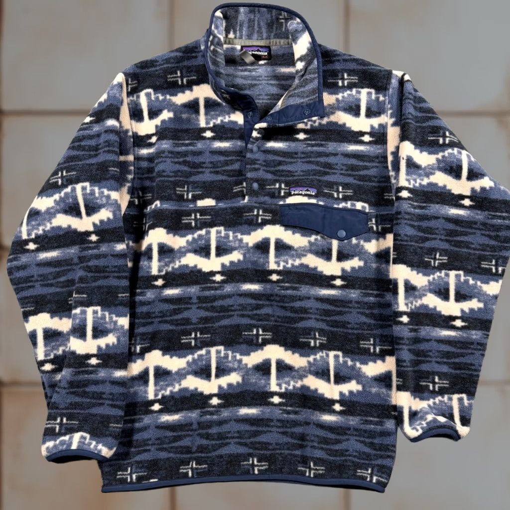 Patagonia Patagonia Synchilla Snap-T Fleece Pullover Sweater Adult S Blue Retro Tribal Geometric Aztec Size US S / EU 44-46 / 1 - 1 Thumbnail