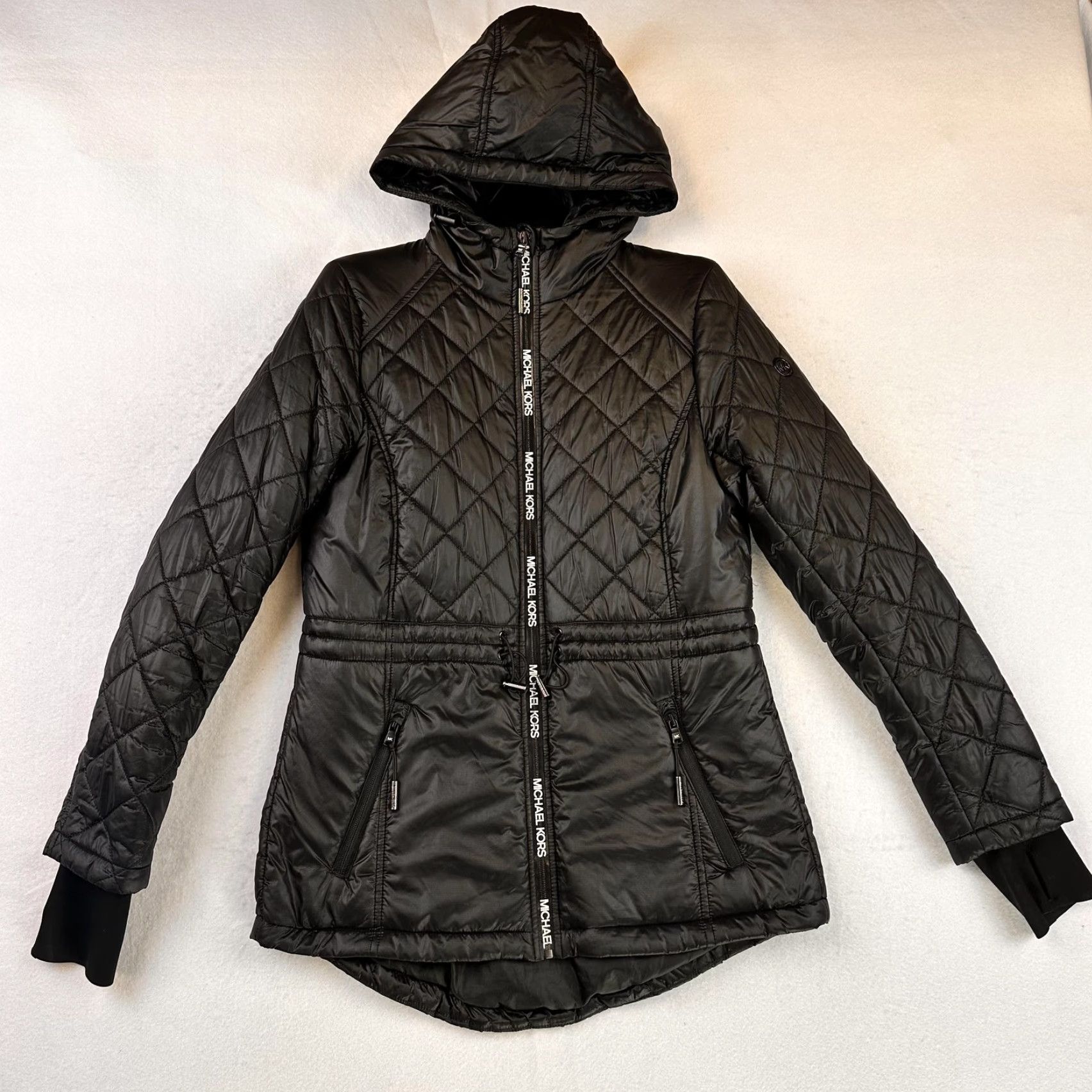 Michael Kors Michael Kors Jacket Womens Small Black Quilted Hooded Zip Drop Tail Size S / US 4 / IT 40 - 3 Thumbnail