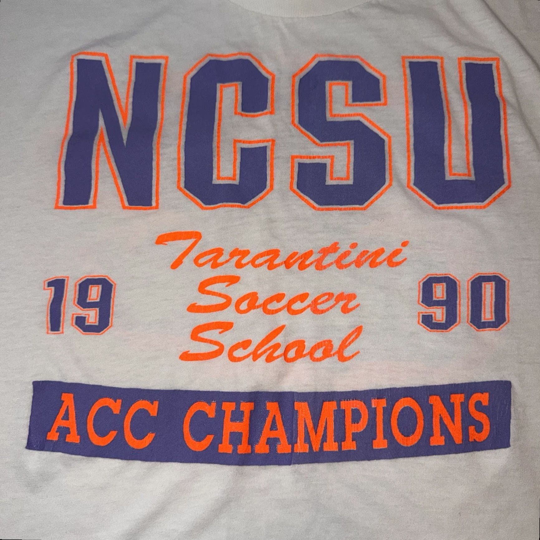 Umbro VINTAGE NC State University T Shirt XL 1990 ACC Soccer Champions Tarantini NCSU Umbro Crew Neck Short Sleeve White Cotton Size US XL / EU 56 / 4 - 3 Thumbnail