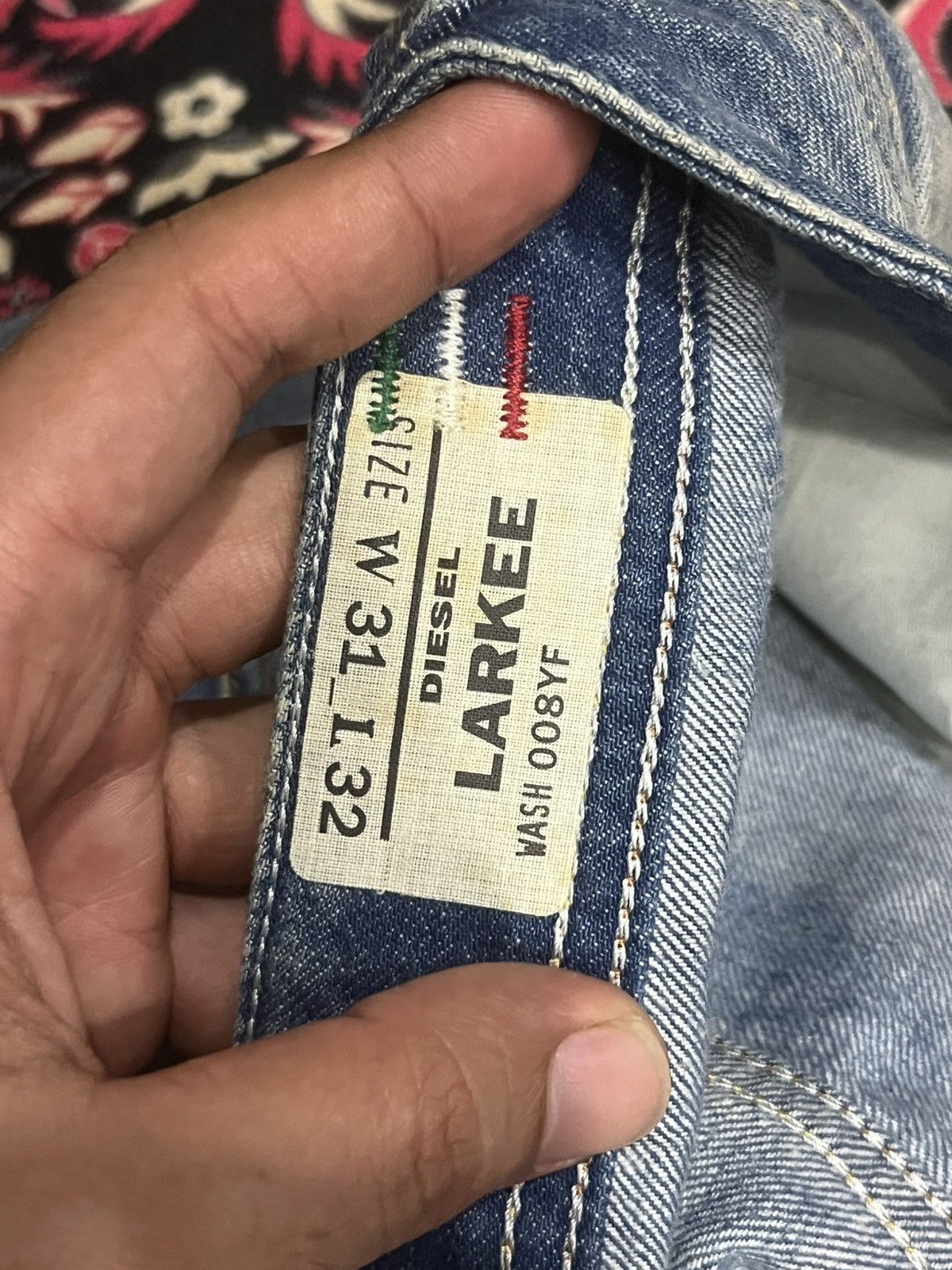 Diesel Vintage Diesel “Larkee” Blue Washed Distress Loose Leg Jeans Size US 31 - 19 Thumbnail