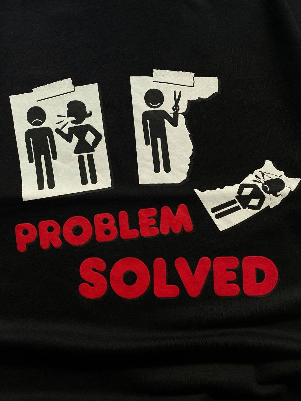 Vintage CRAZY Y2K PROBLEM SOLVED HUMOR VINTAGE T SHIRT Size US M / EU 48-50 / 2 - 4 Thumbnail