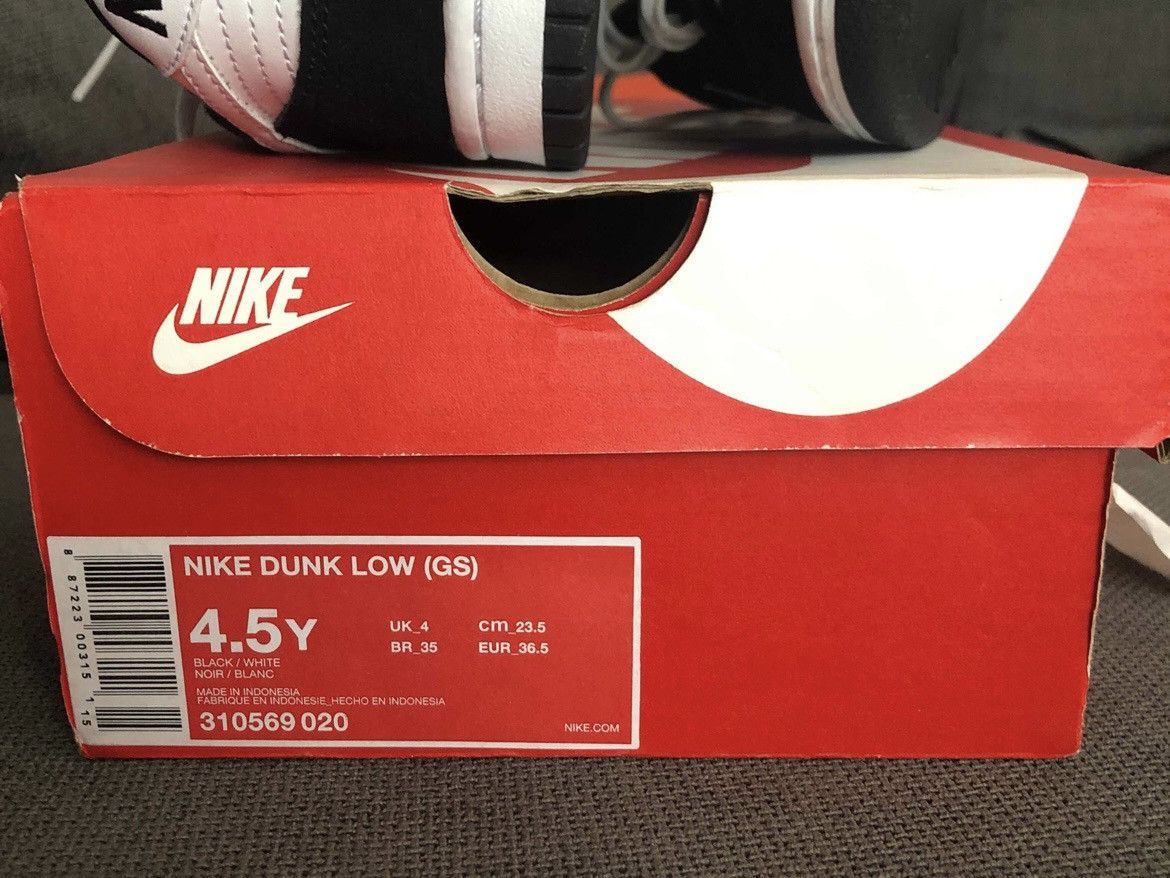Nike Nike Dunk Low GS Black White 2016 Deadstock rare vintage Size US 6.5 / IT 36.5 - 8 Thumbnail