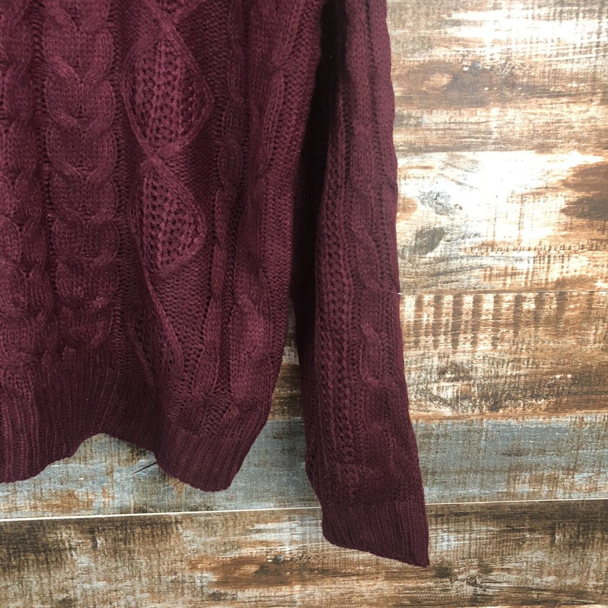 Japanese Brand Mono Mart Maroon cable Knitwear #A2257 Size US M / EU 48-50 / 2 - 8 Thumbnail
