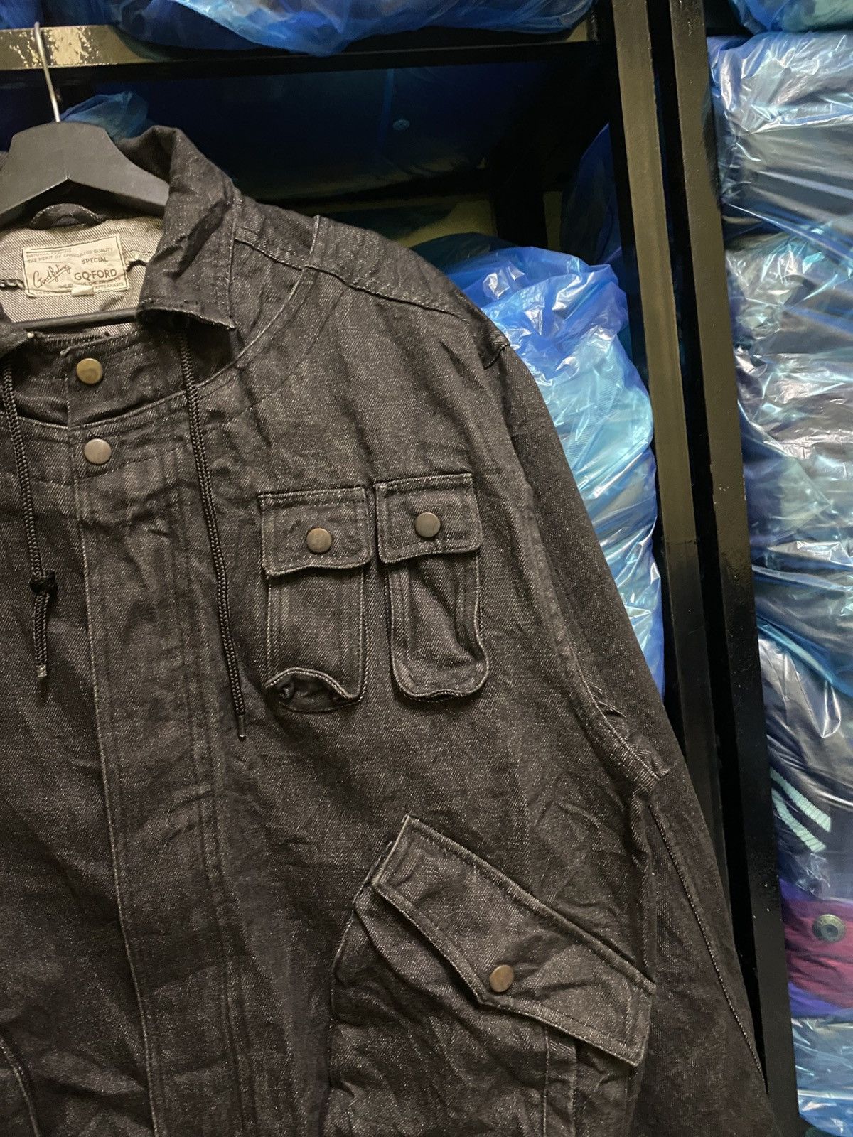 GQ VINTAGE 90s GQ FORD DARK GREY DENIM BOMBER JACKET Size US L / EU 52-54 / 3 - 6 Thumbnail