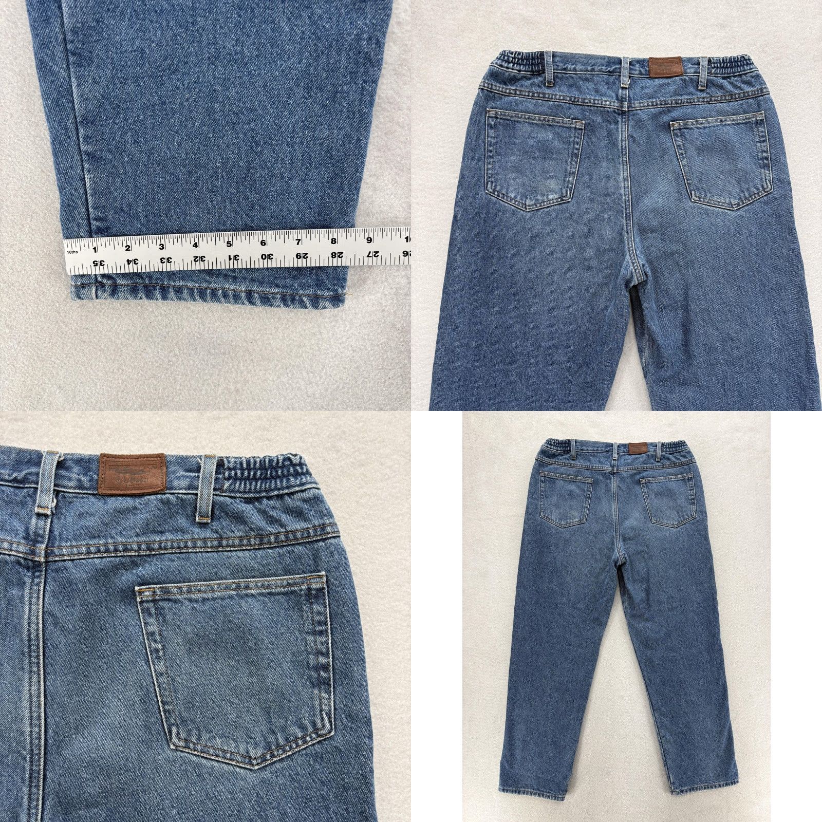 Vintage L.L. Bean Jeans Mens 36x30 Comfort Waist Straight Denim Blue 5-Pocket Pockets Regular Inseam 30 Size US 36 / EU 52 - 8 Thumbnail