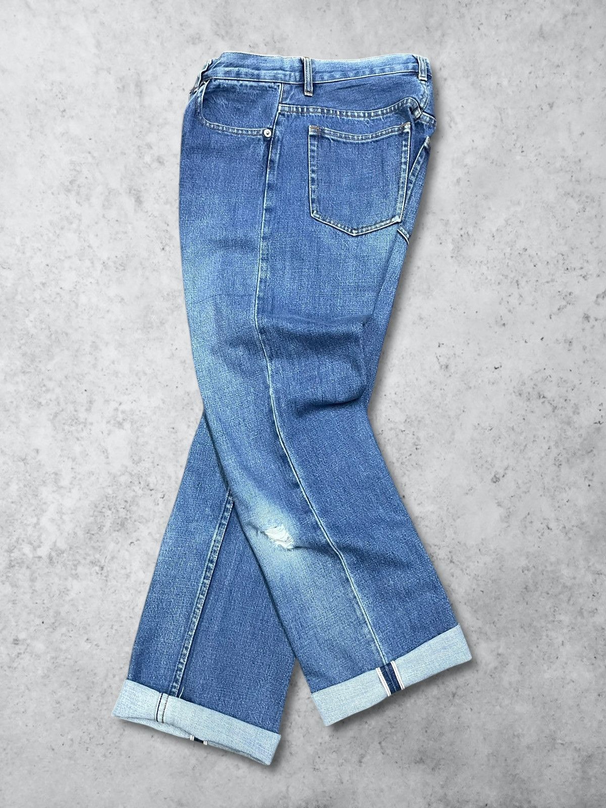 A.P.C. Vintage A.P.C Selvedge Button Fly Straight Frayed Blue Jeans Size 27" / US 4 / IT 40 - 7 Thumbnail