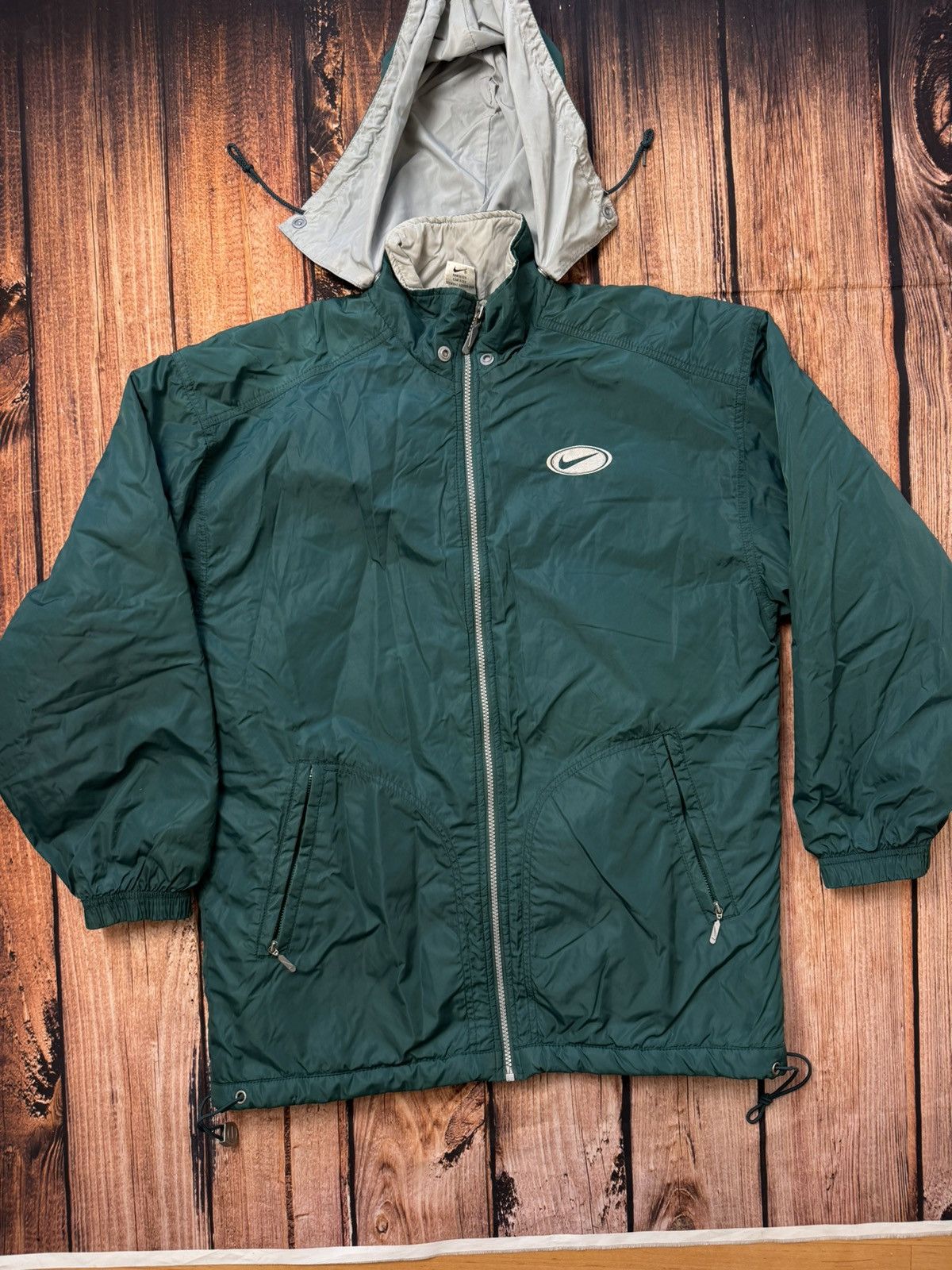 Nike × Vintage Vintage light jacket Nike green big logo Size US S / EU 44-46 / 1 - 2 Thumbnail