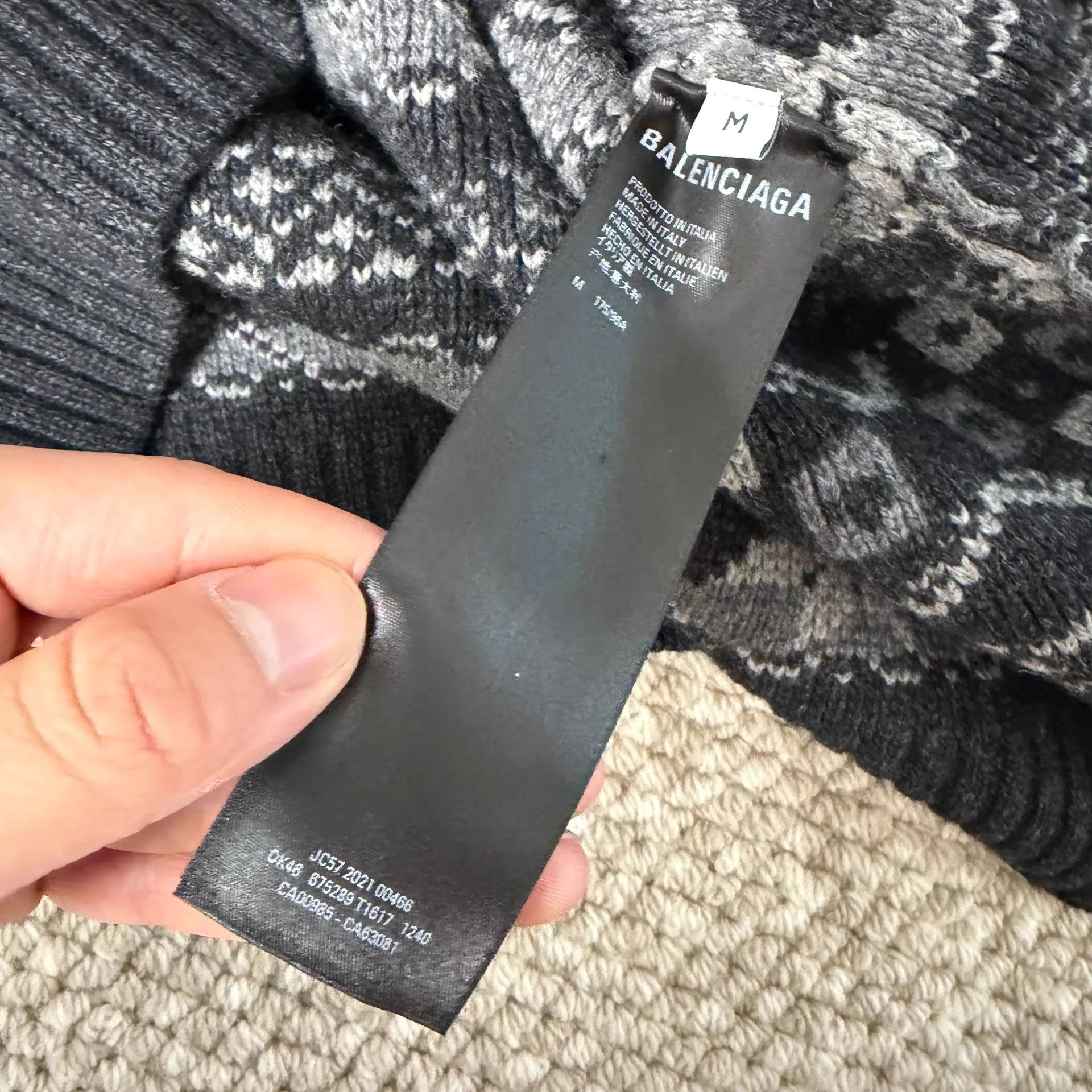 Balenciaga Balenciaga jacquard colorblock zipper sweater men's black M Size US M / EU 48-50 / 2 - 9 Thumbnail