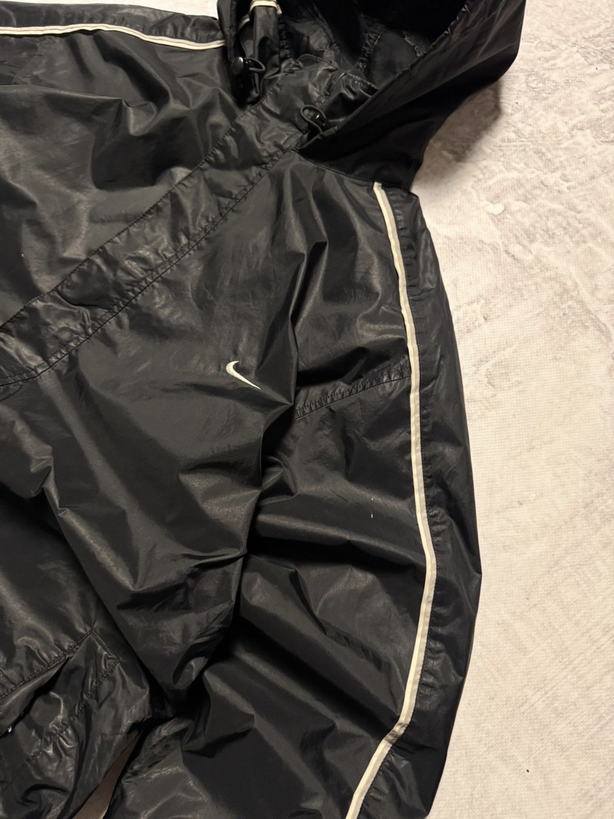 Nike × Vintage 00s Nike Vintage Nylon Oversize Drill Hooded Jacket Y2K Size US L / EU 52-54 / 3 - 6 Thumbnail