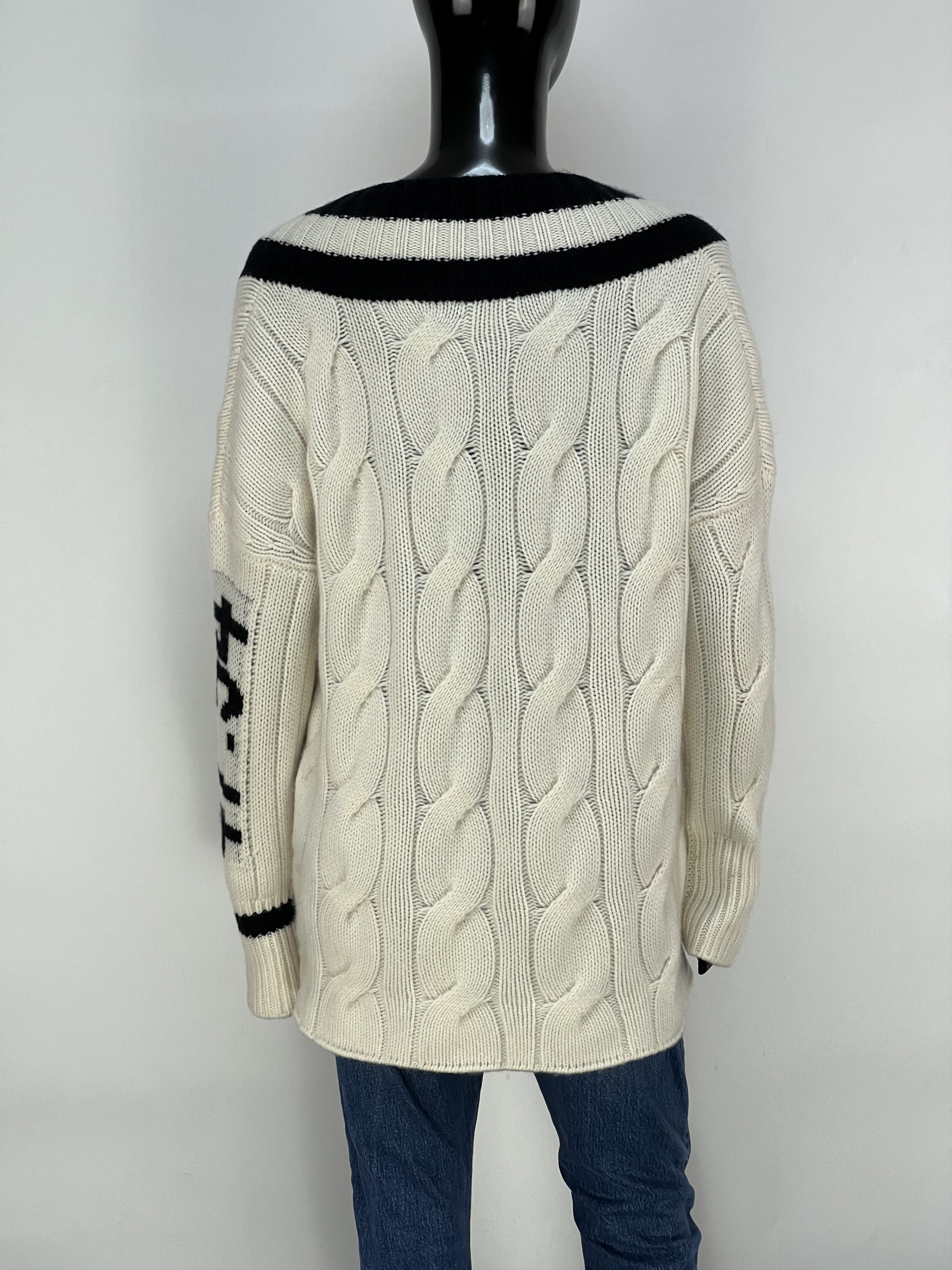 Autumn Cashmere Kujten 100% Cashmere Cable Knit V-Neck Sweater Oversized Size M / US 6-8 / IT 42-44 - 4 Thumbnail