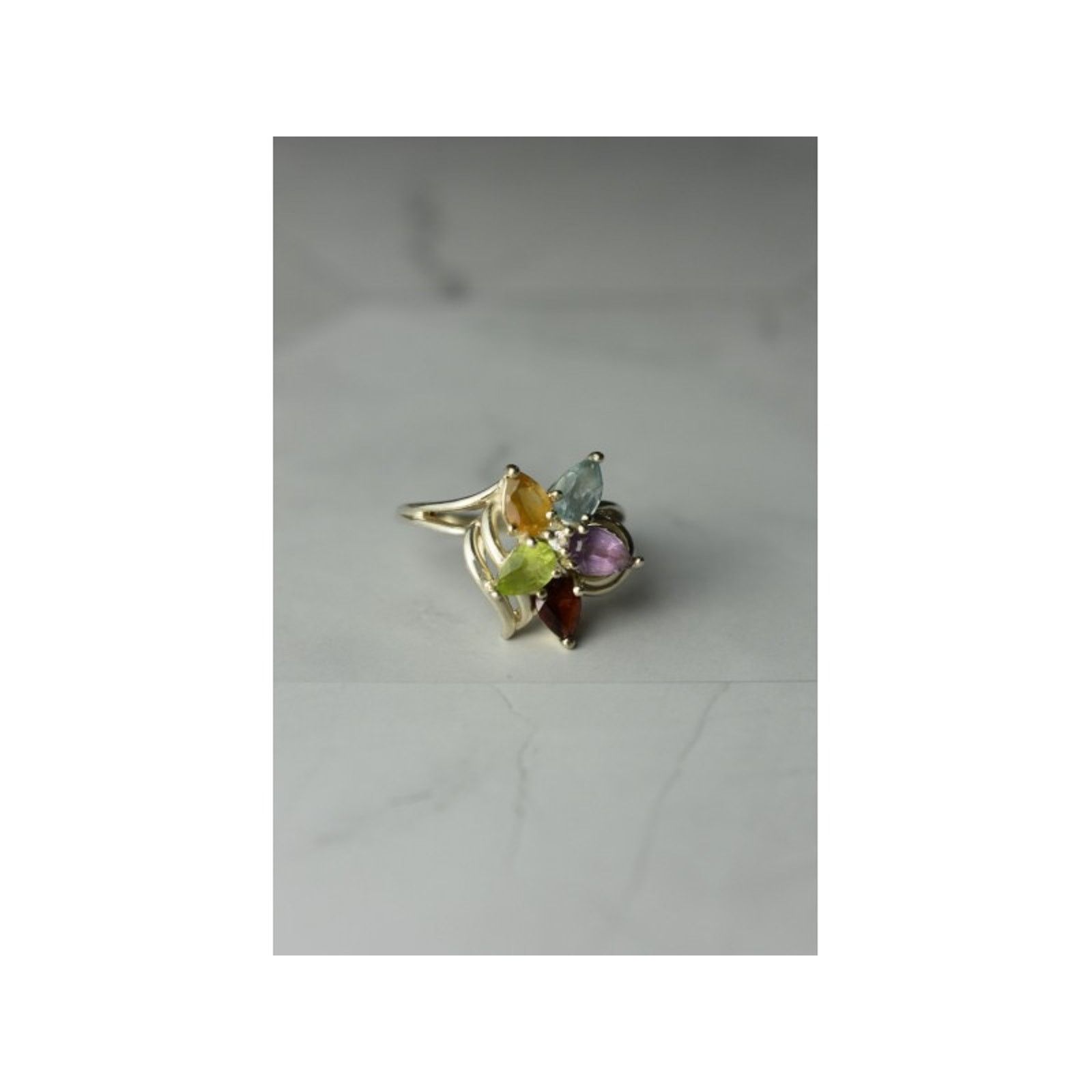Jewelry 925 STERLING SILVER MULTI GEMSTONES "FLOWER" RING SIZE 8 Size ONE SIZE - 4 Thumbnail