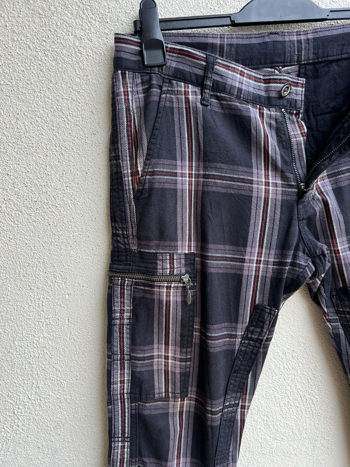 Shellac Double Edge Japan Multi Pocket Plaid Flare Cargo Trouser Size US 31 - 9 Thumbnail