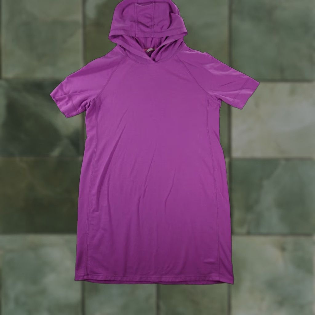 Isaac Mizrahi Isaac Mizrahi Sweatshirt Dress Women L Purple Hooded Short Sleeve Cotton Modal Spandex Solid T-Shirt Dress Size L / US 10 / IT 46 - 1 Thumbnail