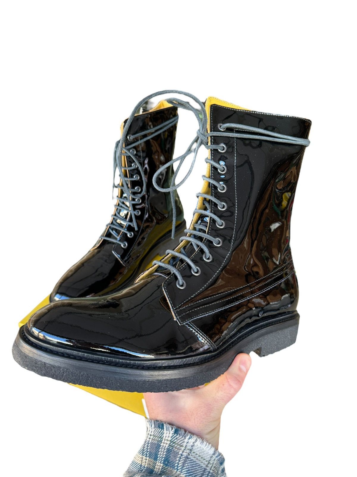 Rhude Patent Leather Combat Crepe Boot (Black) Size US 8 / EU 41 - 2 Thumbnail