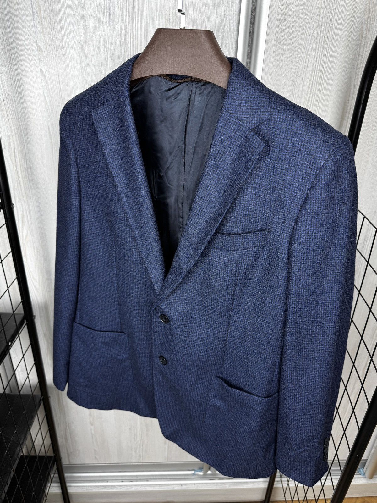 Boggi Boggi Milano Blue checkered houndstooth wool blazer Size 40R - 7 Thumbnail
