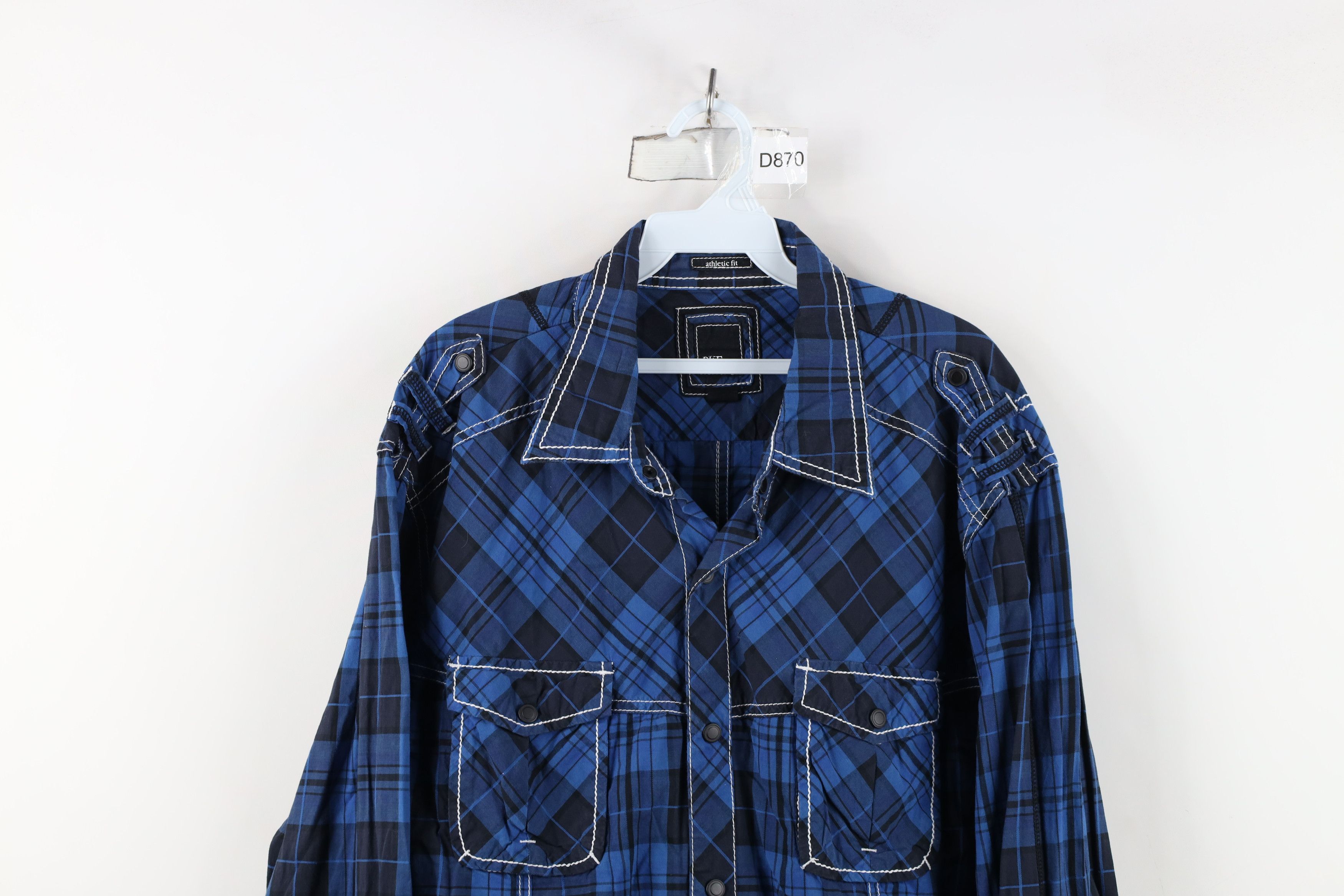 Vintage Buckle BKE Thick Stitch Military Snap Button Shirt Plaid Size US XL / EU 56 / 4 - 2 Thumbnail