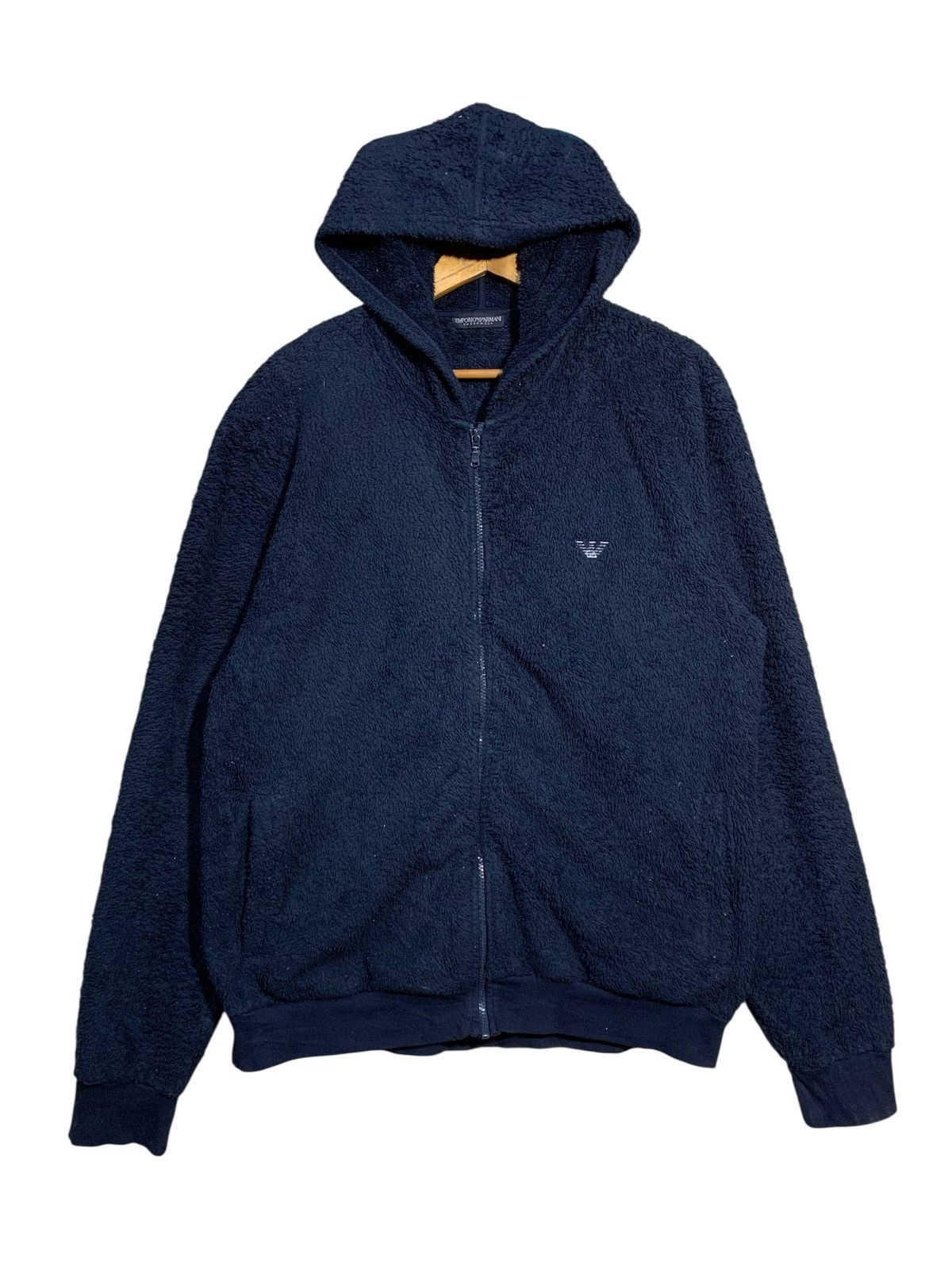 Emporio Armani 🔥Vintage 90s Emporio Armani Fleece Hoodie Jacket Size US L / EU 52-54 / 3 - 5 Thumbnail