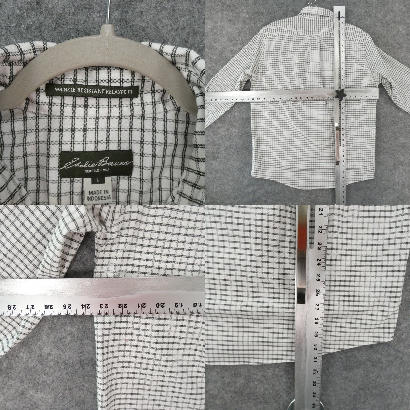 Eddie Bauer Eddie Bauer Shirt Mens Large L Long Sleeve Button Up Green White Check Size US L / EU 52-54 / 3 - 8 Thumbnail