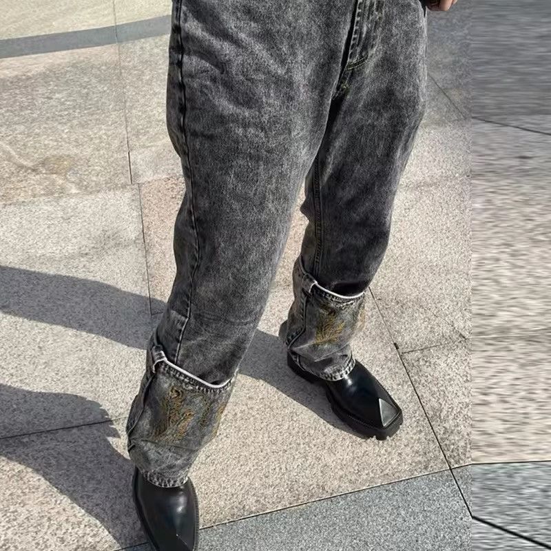 Japanese Brand × Jean Feet Detachable Embroidery Washed Jean Size US 31 - 11 Thumbnail