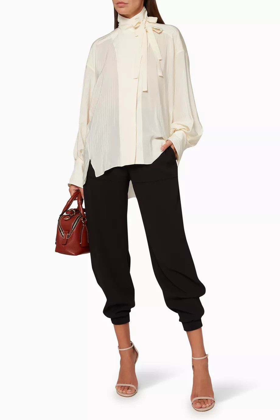 Chloe o1y0825 Bow Shirt in Ivory Size M / US 6-8 / IT 42-44 - 2 Thumbnail