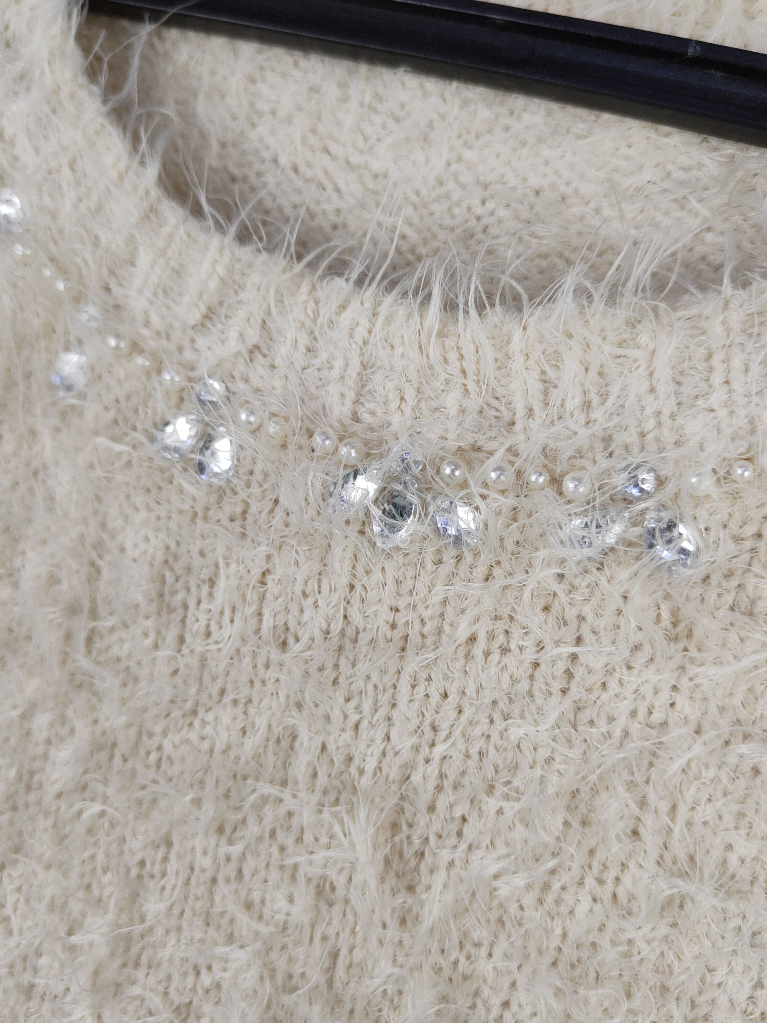 Homespun Knitwear C.o.l.z.a Cream Shag Shaggy Fur Mohair Knitwear #S2058 Size M / US 6-8 / IT 42-44 - 3 Thumbnail