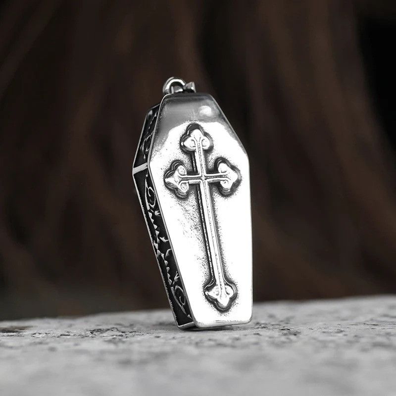 Jewelry Double Skull Coffin Pendant Necklace 2025 Size ONE SIZE - 2 Thumbnail