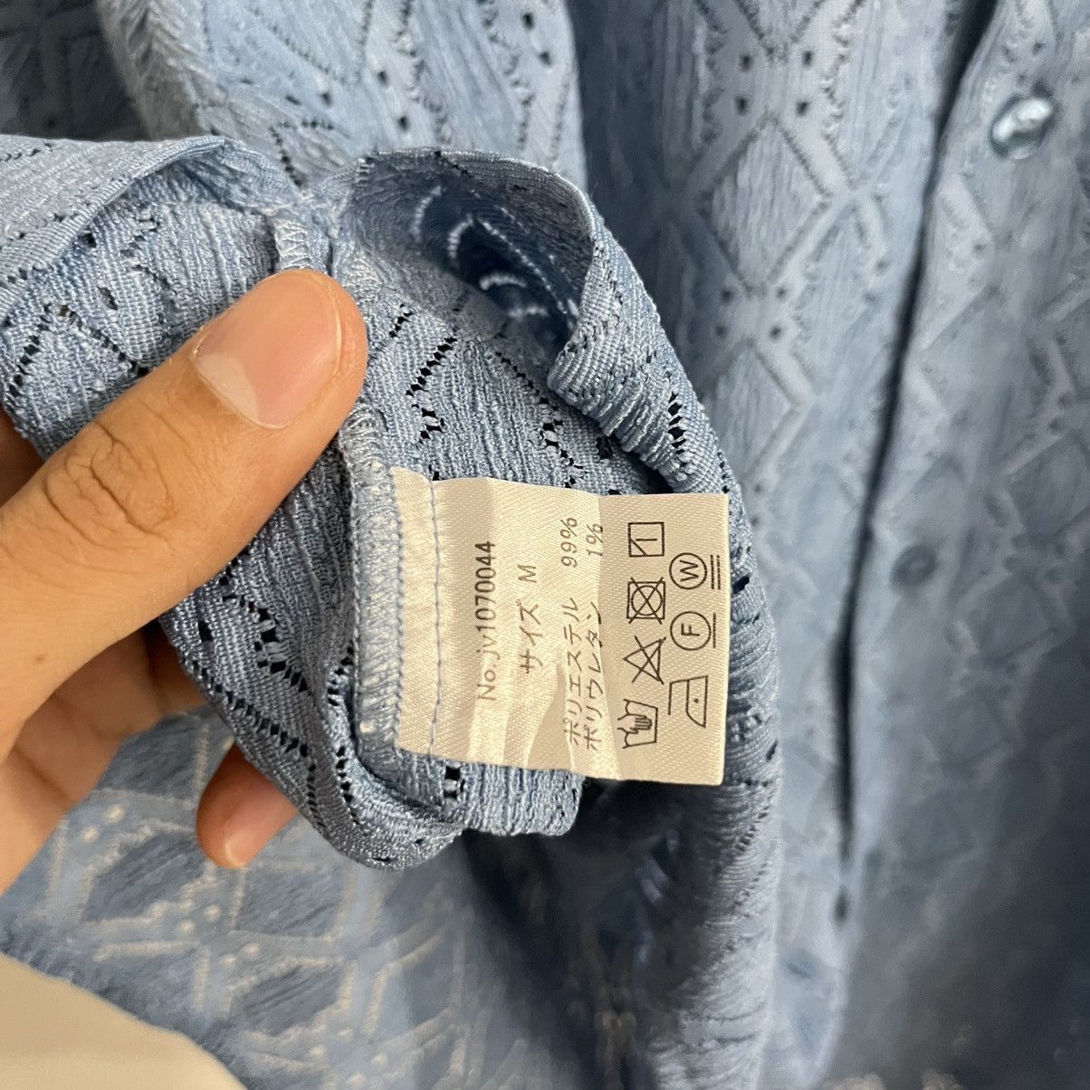 Japanese Brand Java Mesh Patterned Button Up Shirt Size US M / EU 48-50 / 2 - 6 Thumbnail