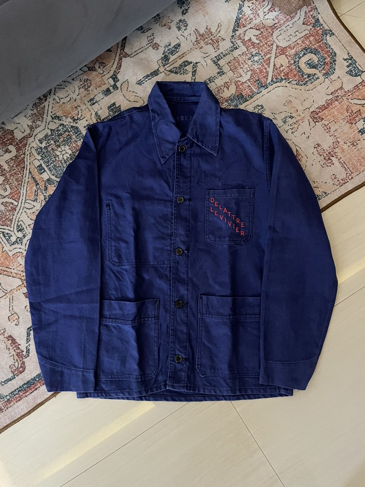 Le Laboureur Vintage 60s French Work Chore Jacket Size US S / EU 44-46 / 1 - 1 Thumbnail