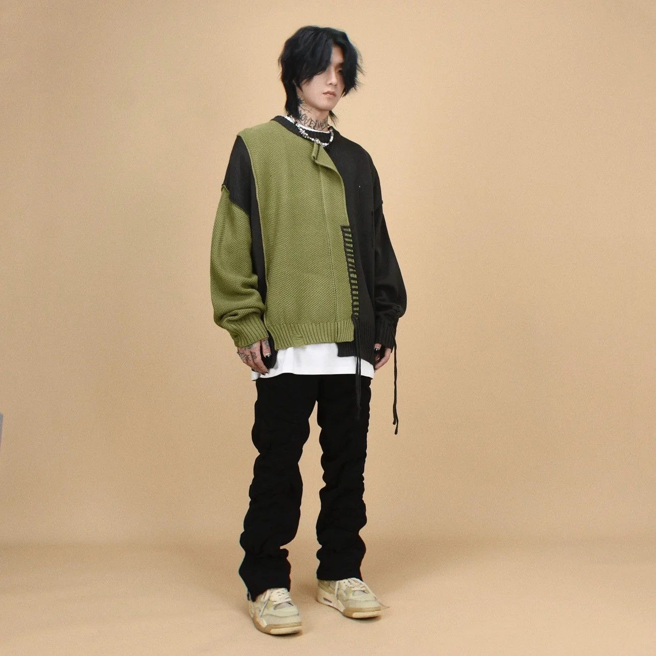 Japanese Brand × Vintage Retro punk grunge distressed patchwork knitwear sweater y2k Size US L / EU 52-54 / 3 - 6 Thumbnail