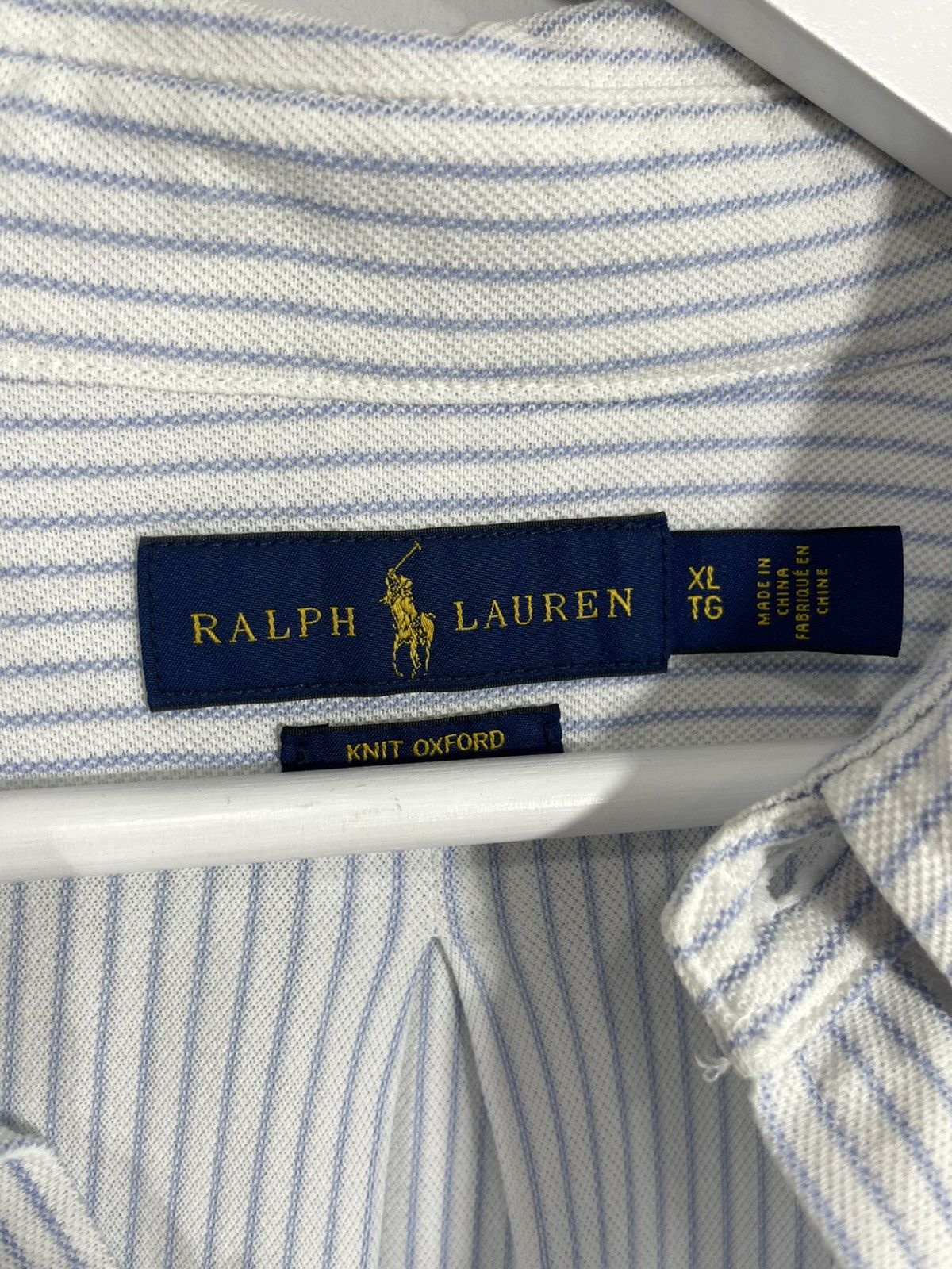 Polo Ralph Lauren Polo Ralph Lauren Knit Oxford White/Blue Striped Shirt Size US XL / EU 56 / 4 - 5 Thumbnail
