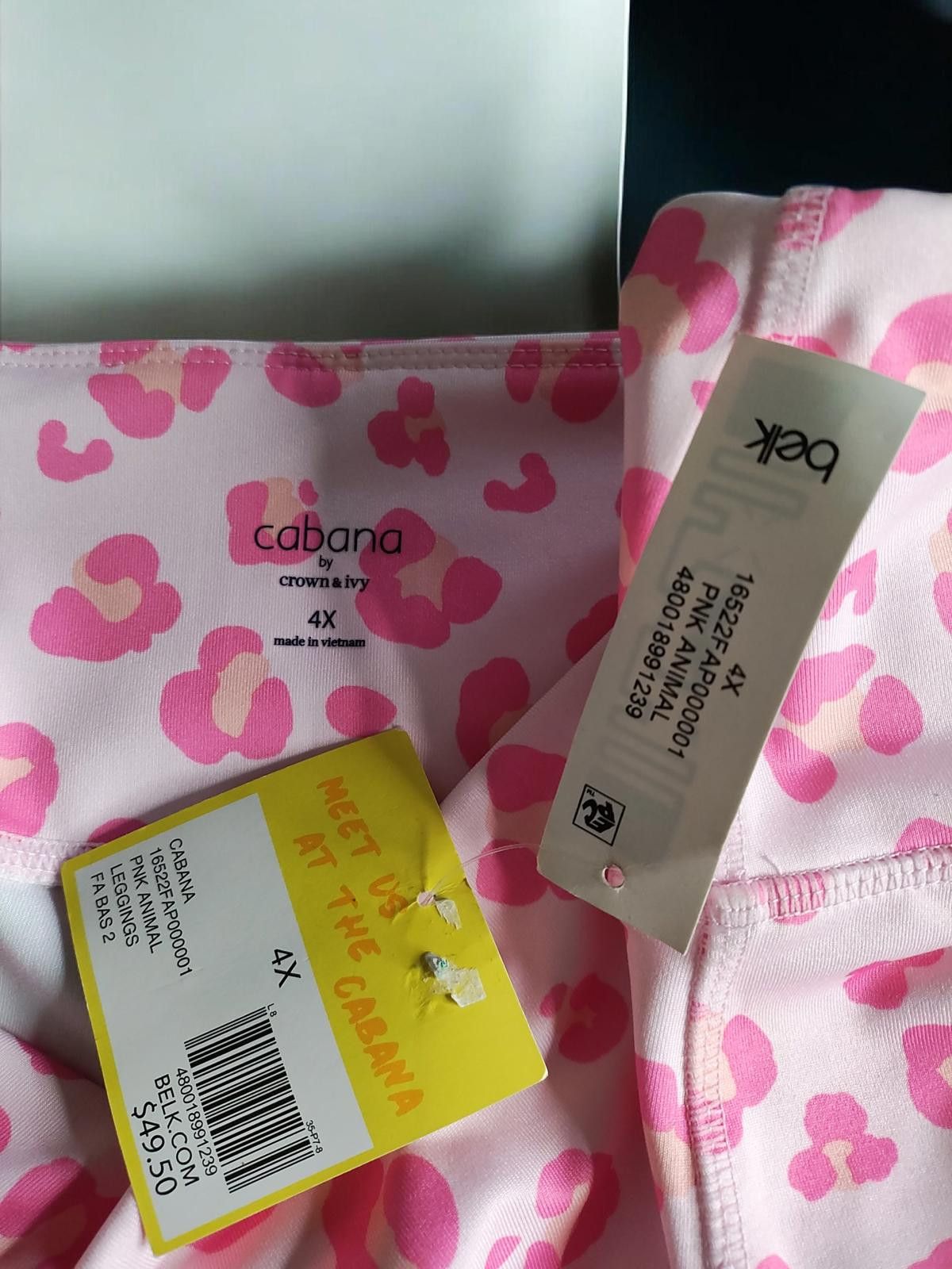 Other Cabana by Crown & Ivy Pink Animal Print Leggings Size 4X Size 42" / US 20 - 7 Thumbnail