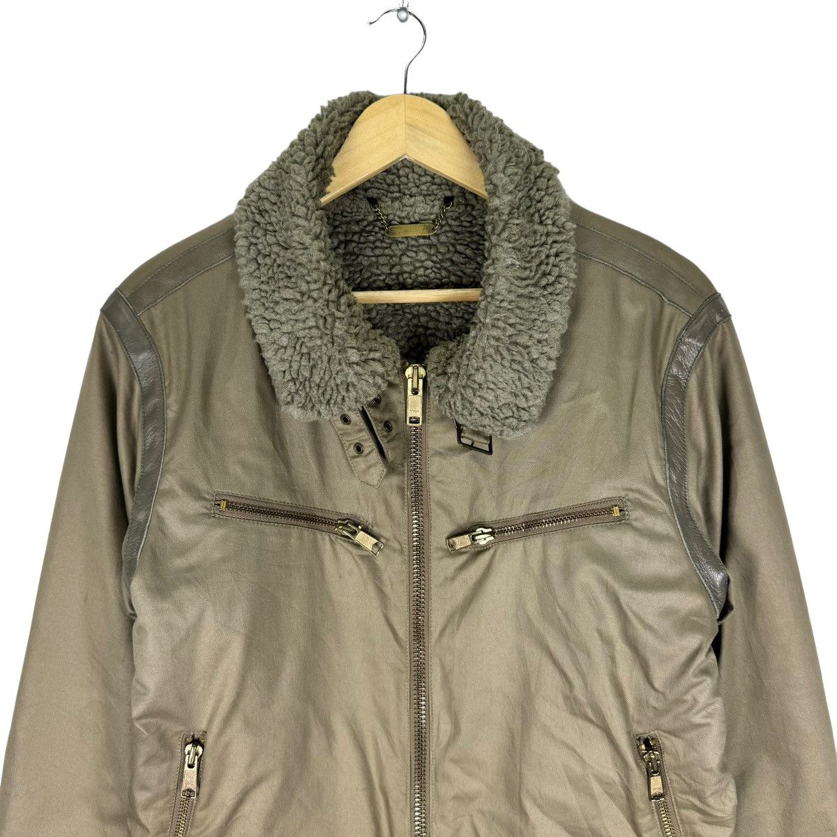 Japanese Brand × United Arrows × monkey time 🌟MONKEY TIME B3 SHERPA LEATHER PART ZIPPER JACKET Size L / US 10 / IT 46 - 2 Thumbnail