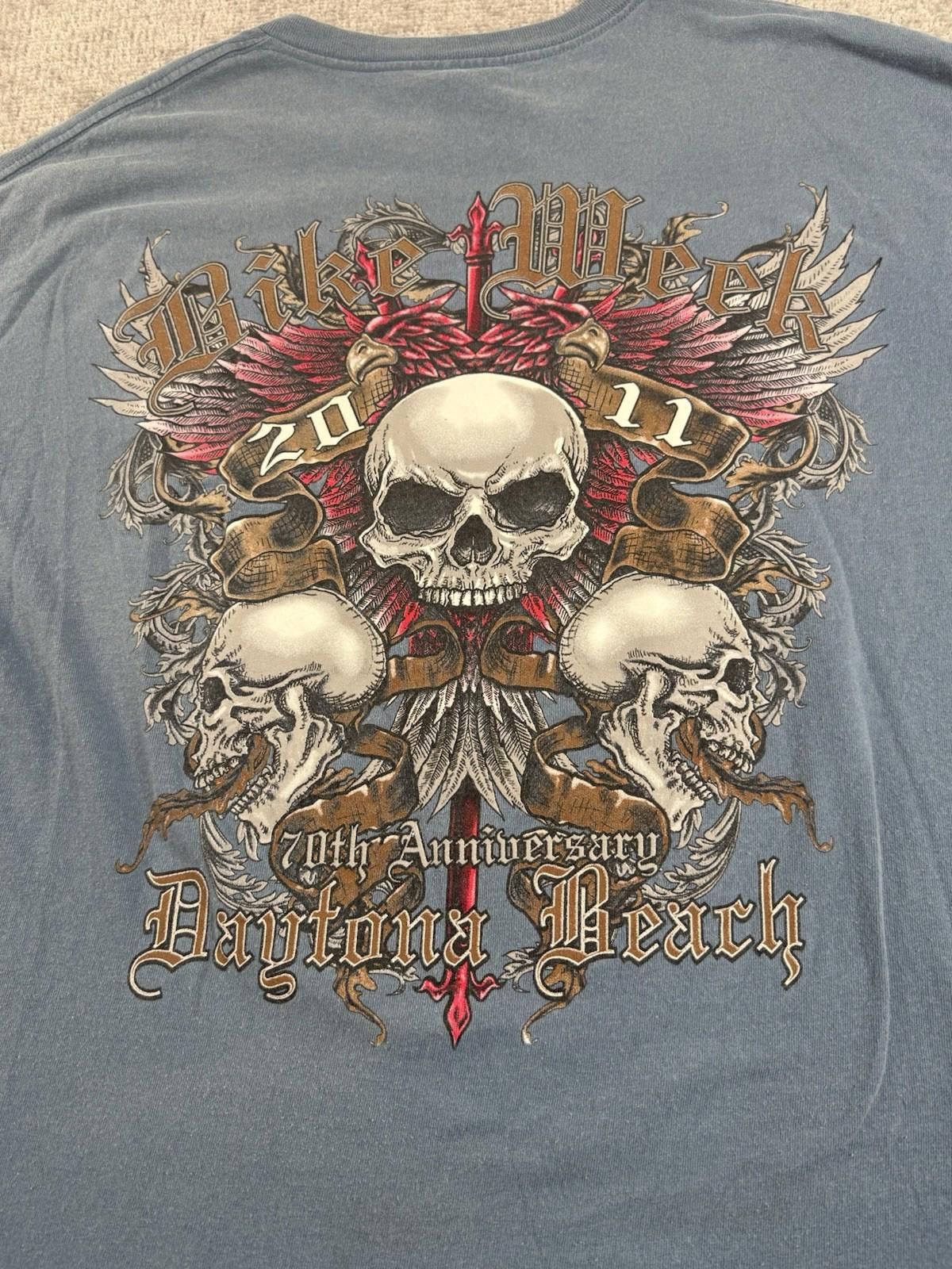 Other Daytona Bike Week Mens Shirt XL Skulls Wings Size US XL / EU 56 / 4 - 7 Thumbnail