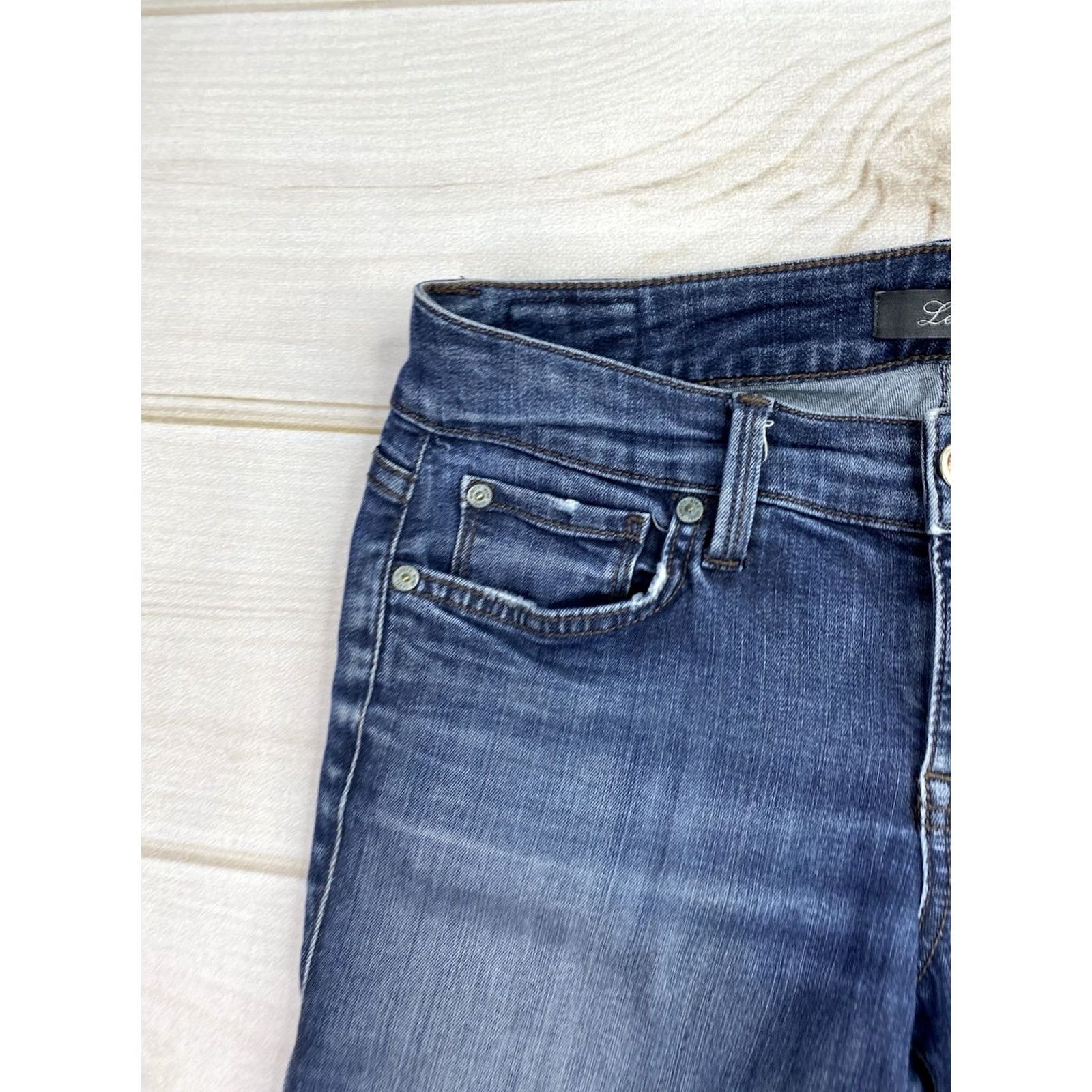 Vintage VINTAGE Level 99 Lily Crop Jeans Womens 27 Dark Distressed Skinny Stretch Denim Blue Cotton Blend Slim Crop Womens Size 27" / US 4 / IT 40 - 2 Thumbnail