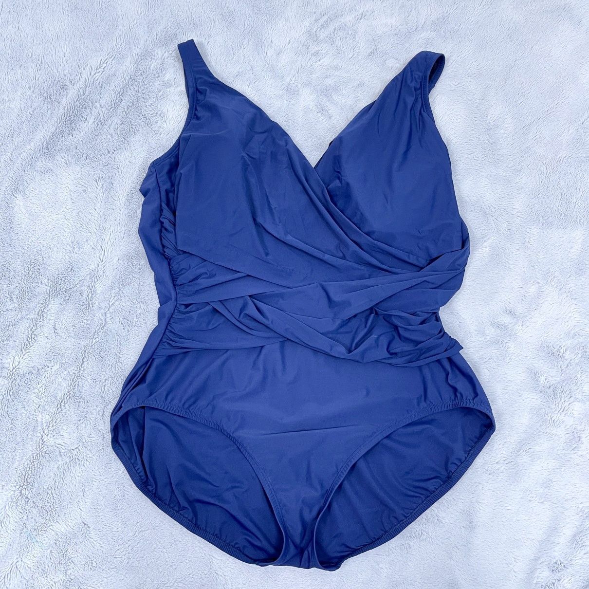 Lands' End Lands End SlenderSuit Tummy Control Wrap Swimsuit Blue 22W Size 3XL / US 20-22 - 1 Thumbnail