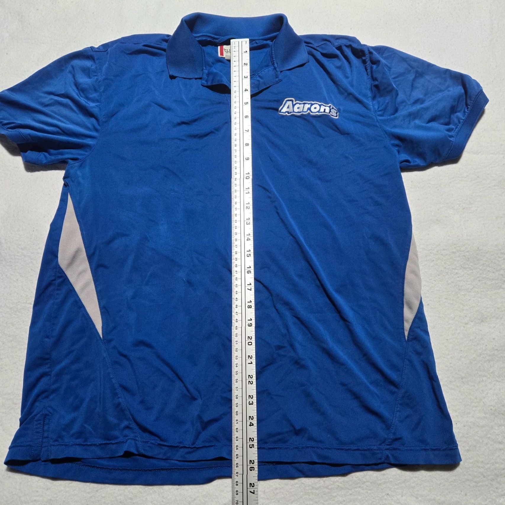 Vintage Uniform Blue Polo Shirt, Aaron's Rent Employee Short Sleeve Knit Cotton Adult M, Blue, Shirt, Men, Medium, Classic T-Shirt (Shirt). Size US M / EU 48-50 / 2 - 6 Thumbnail