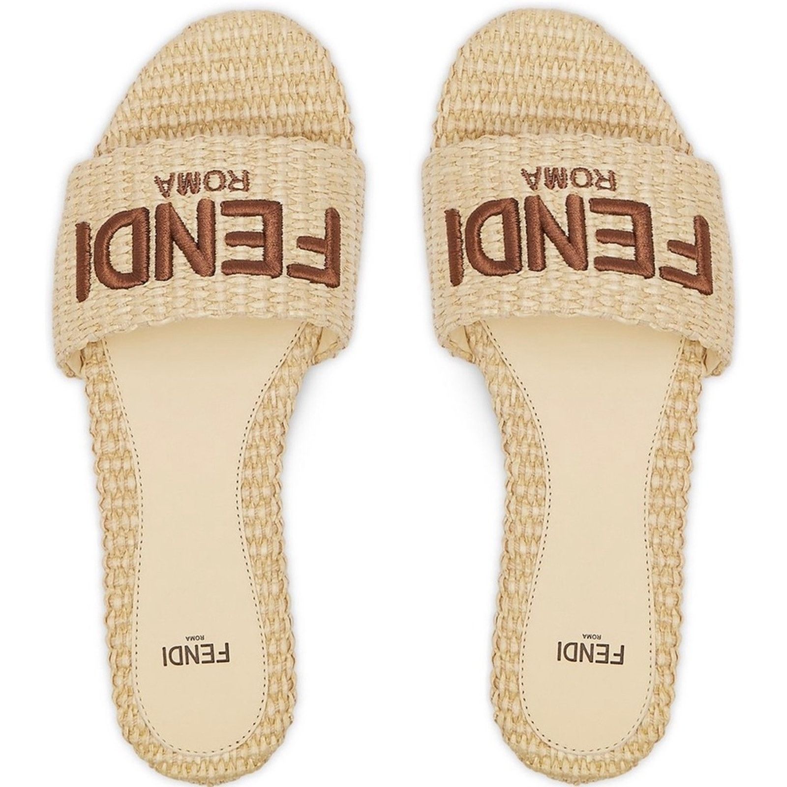 Fendi embroidered leather slide sandal store