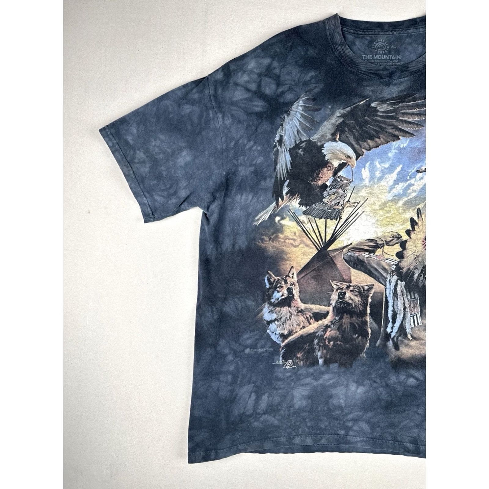 The Mountain The Mountain T Shirt XL Nature Animal Tie Dye Eagle Wolves Native Blue Mens Size US XL / EU 56 / 4 - 3 Thumbnail
