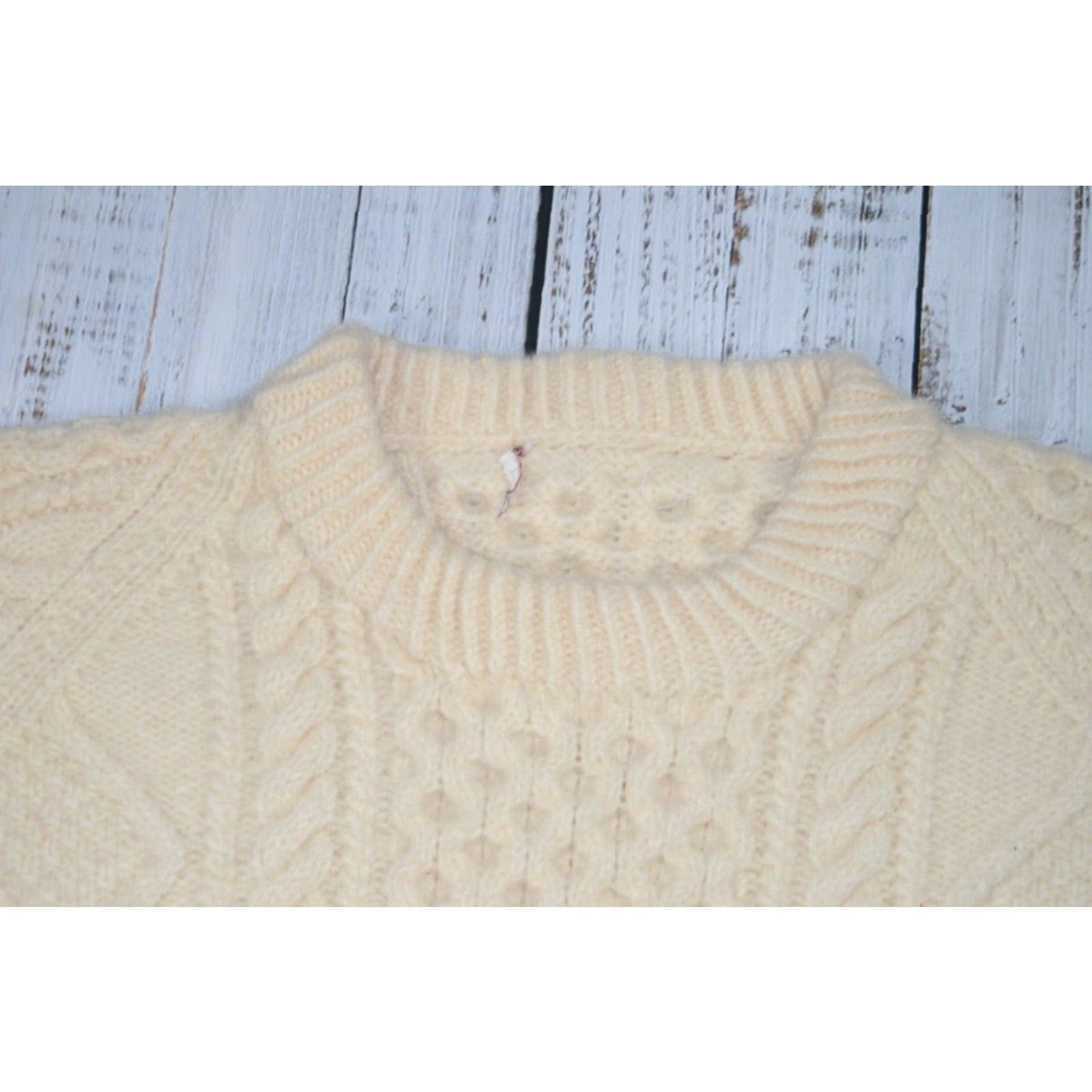Vintage VINTAGE CREAM HEAVY WOOL HANDKNIT FISHERMAN SWEATER 1970s UNISEX ADULT 2XL Size XXL / US 16-18 / IT 52-54 - 2 Thumbnail