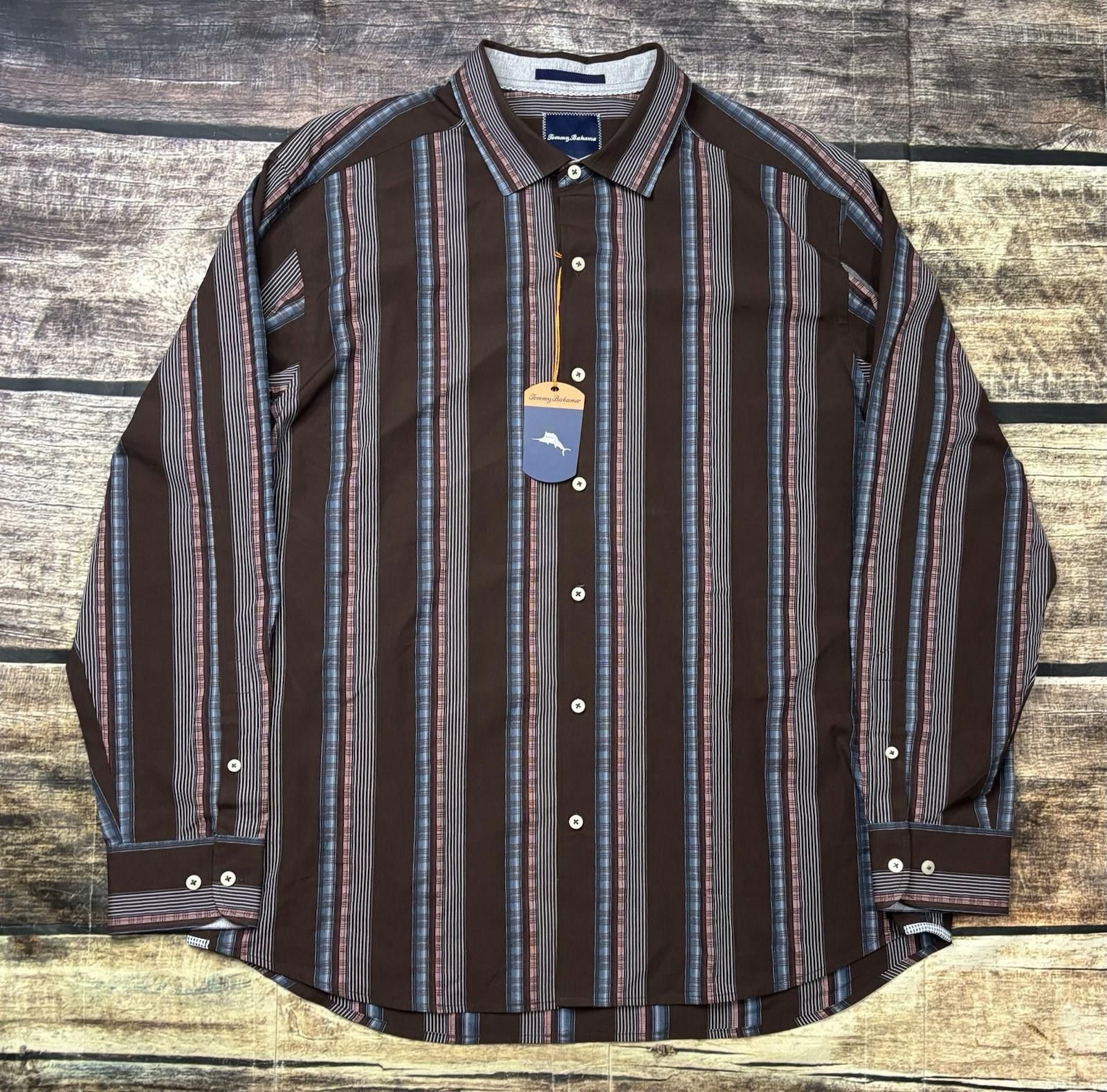 Tommy Bahama Tommy Bahama Shirt Mens L Striped Cotton Silk $138 Size US L / EU 52-54 / 3 - 1 Thumbnail