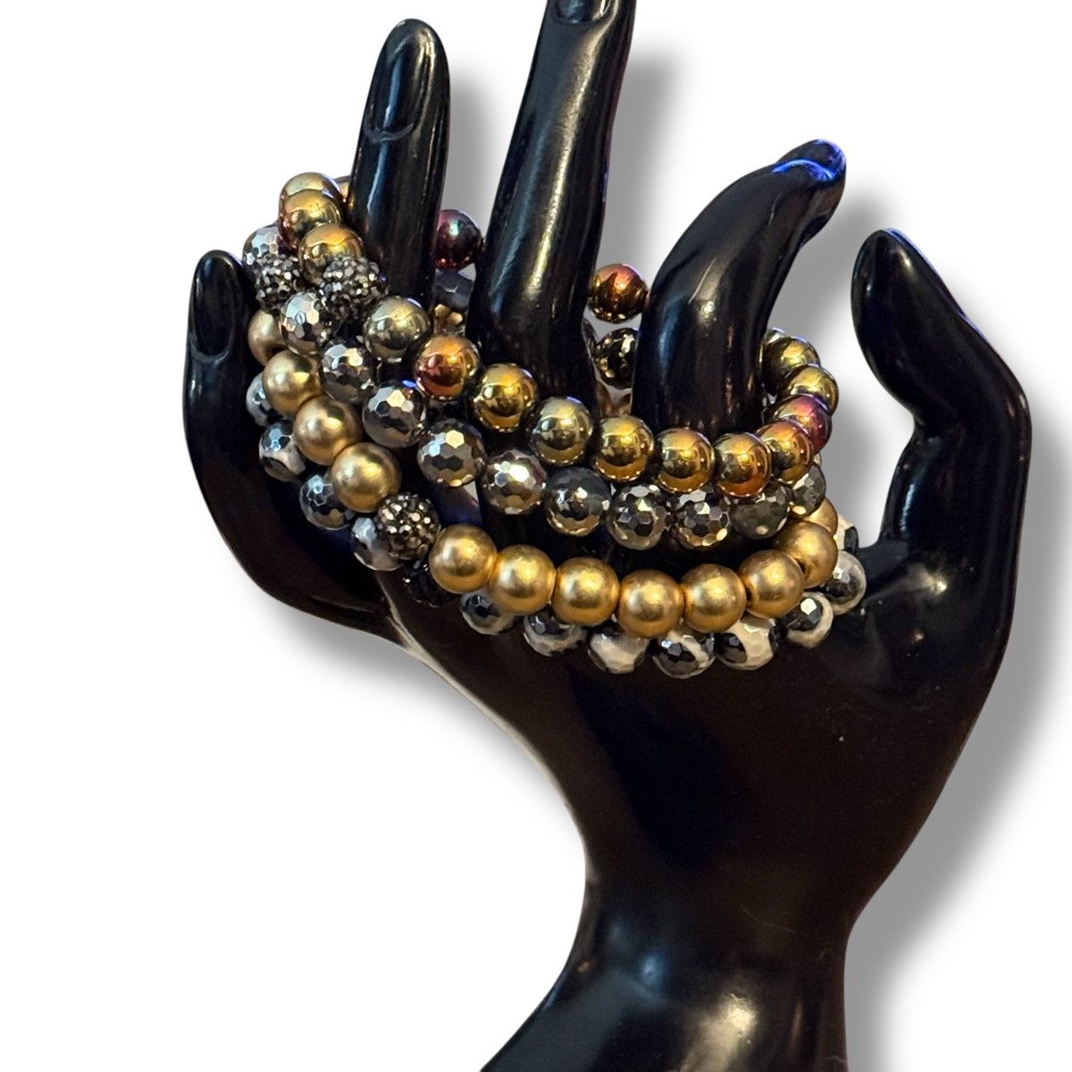 Other Metallic and hematite stackable beaded stretch bracelets Size ONE SIZE - 2 Thumbnail