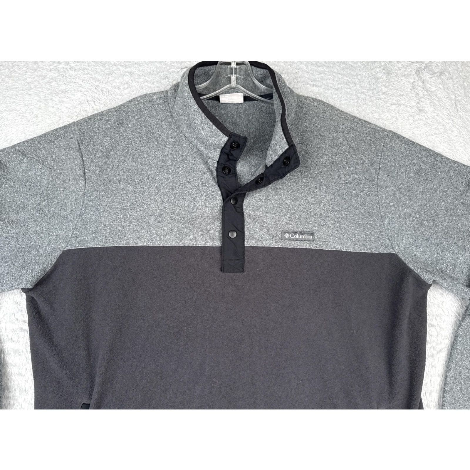 Black Halo Columbia Fleece Pullover Mens XL Gray Black Colorblock Pockets Mock Neck Half Snap XM0671 Sweatshirt Outdoor Winter Size US XL / EU 56 / 4 - 4 Thumbnail