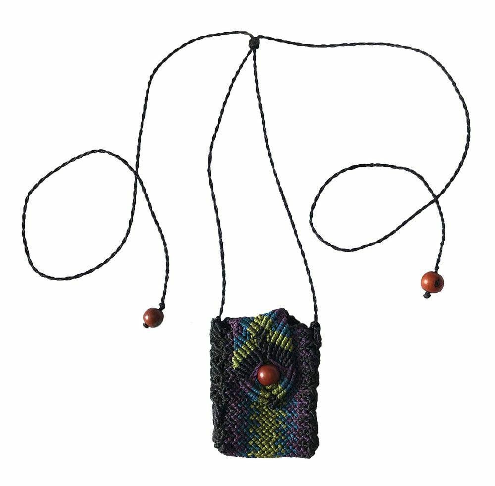 Designer New Black Artisan Waxed Nylon Hand Made Purse Necklace Size ONE SIZE - 3 Thumbnail