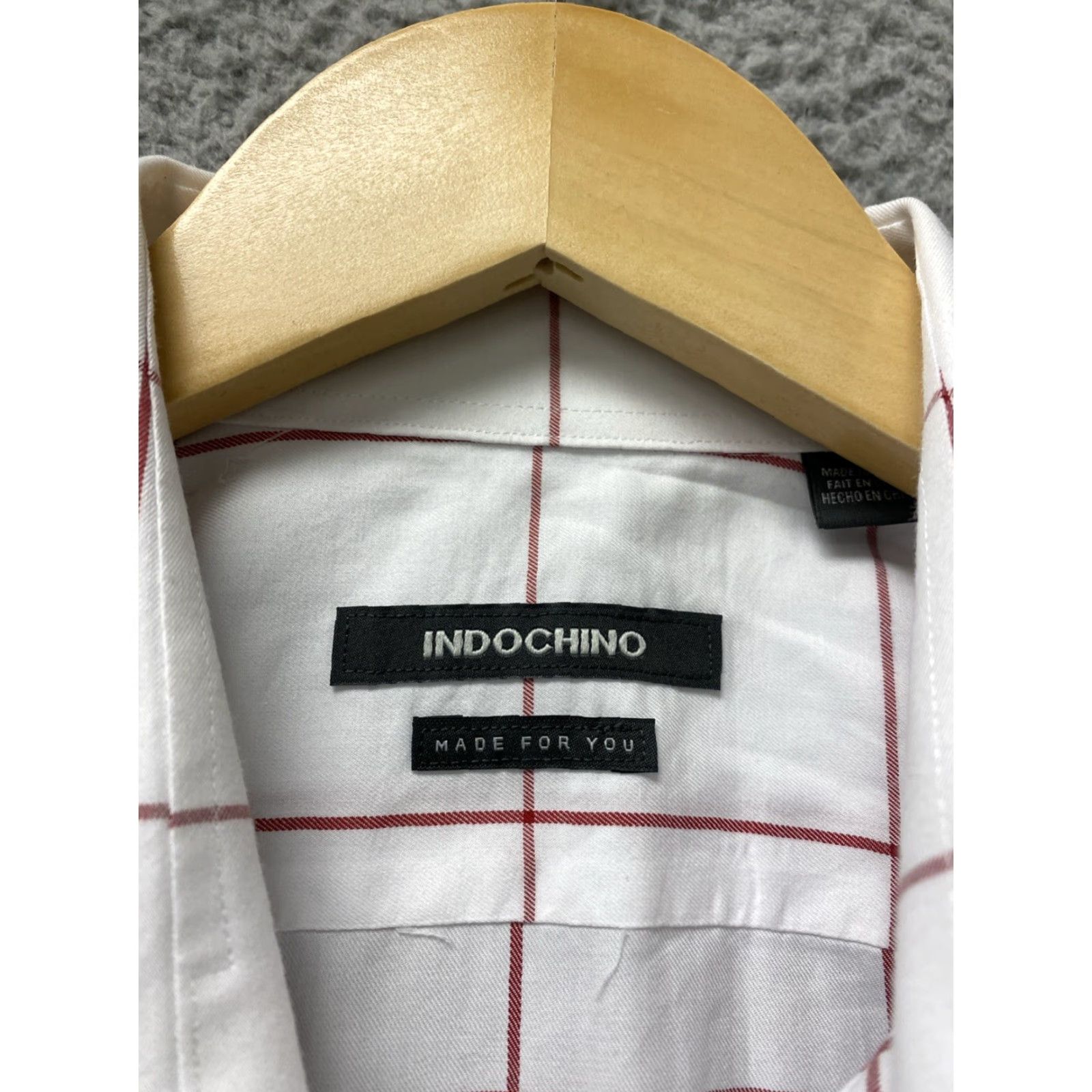 Vintage Indochino Slim Fit Button-Up Shirt Mens White Red Check Long Sleeve L 42" Casual Preppy Size US L / EU 52-54 / 3 - 4 Thumbnail