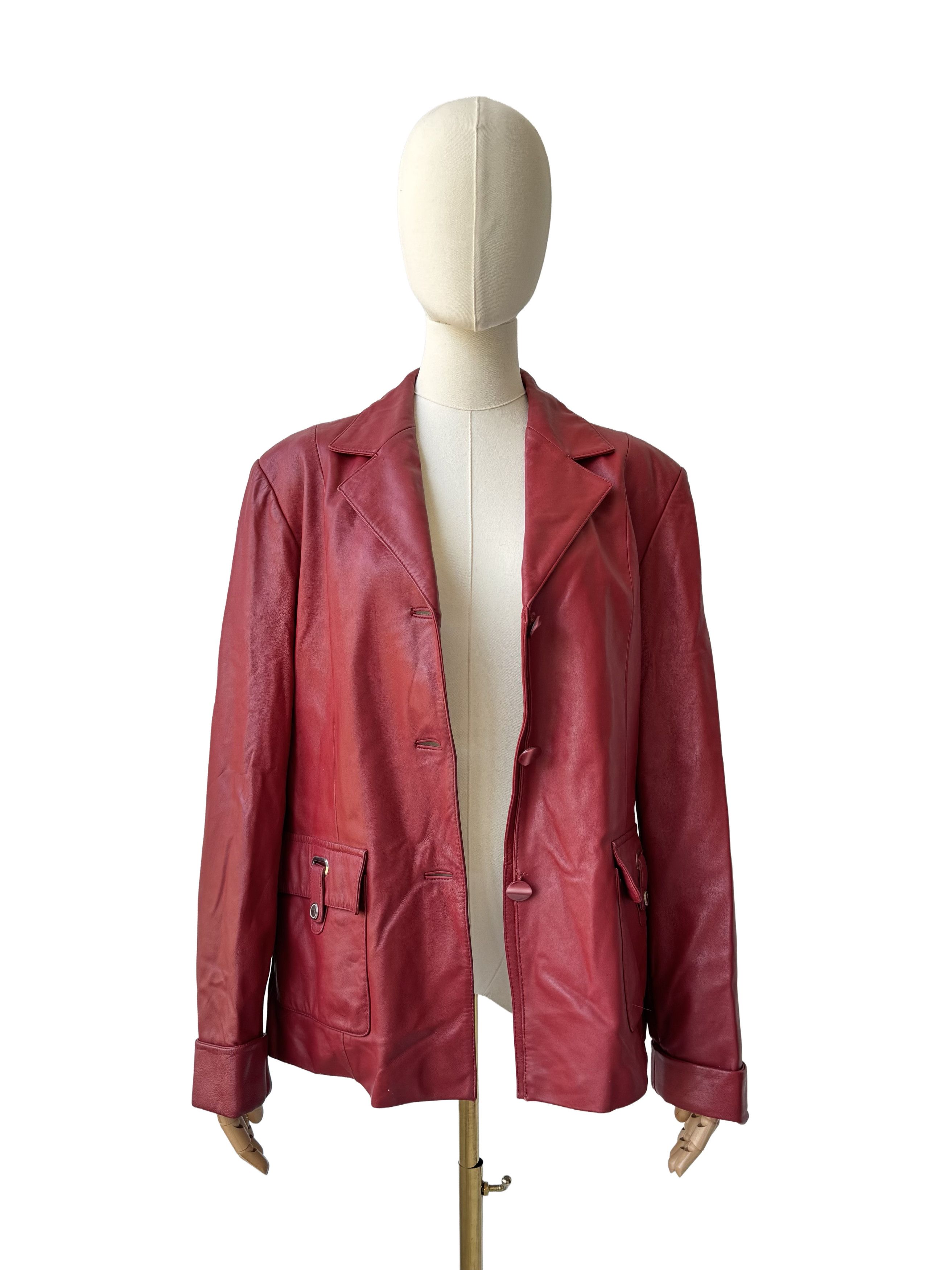 Vintage Vintage Y2K Leather Jacket Tailored Button Front Pocket Size L / US 10 / IT 46 - 3 Thumbnail